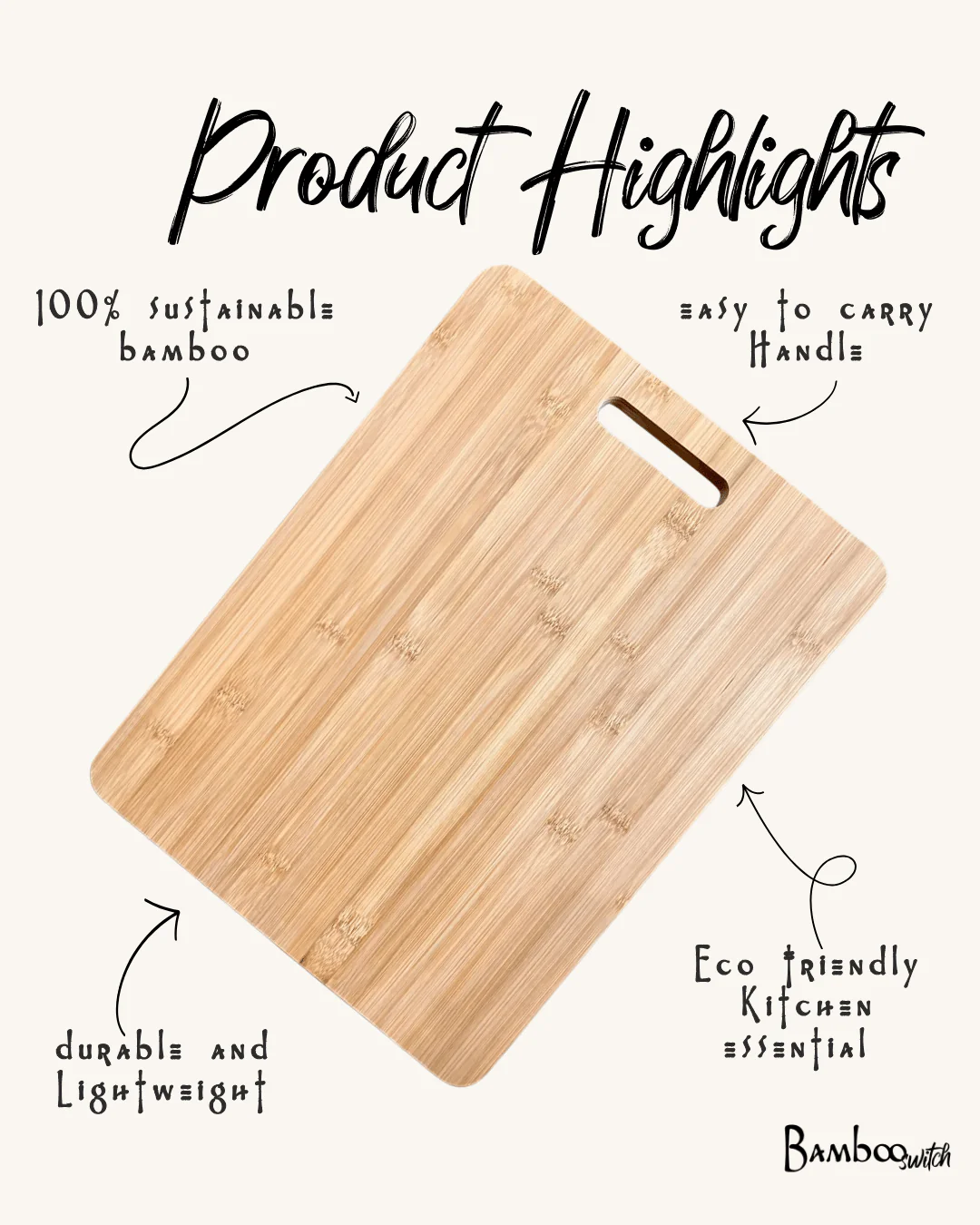 16" Bamboo Cutting Board with Handle - Image 3