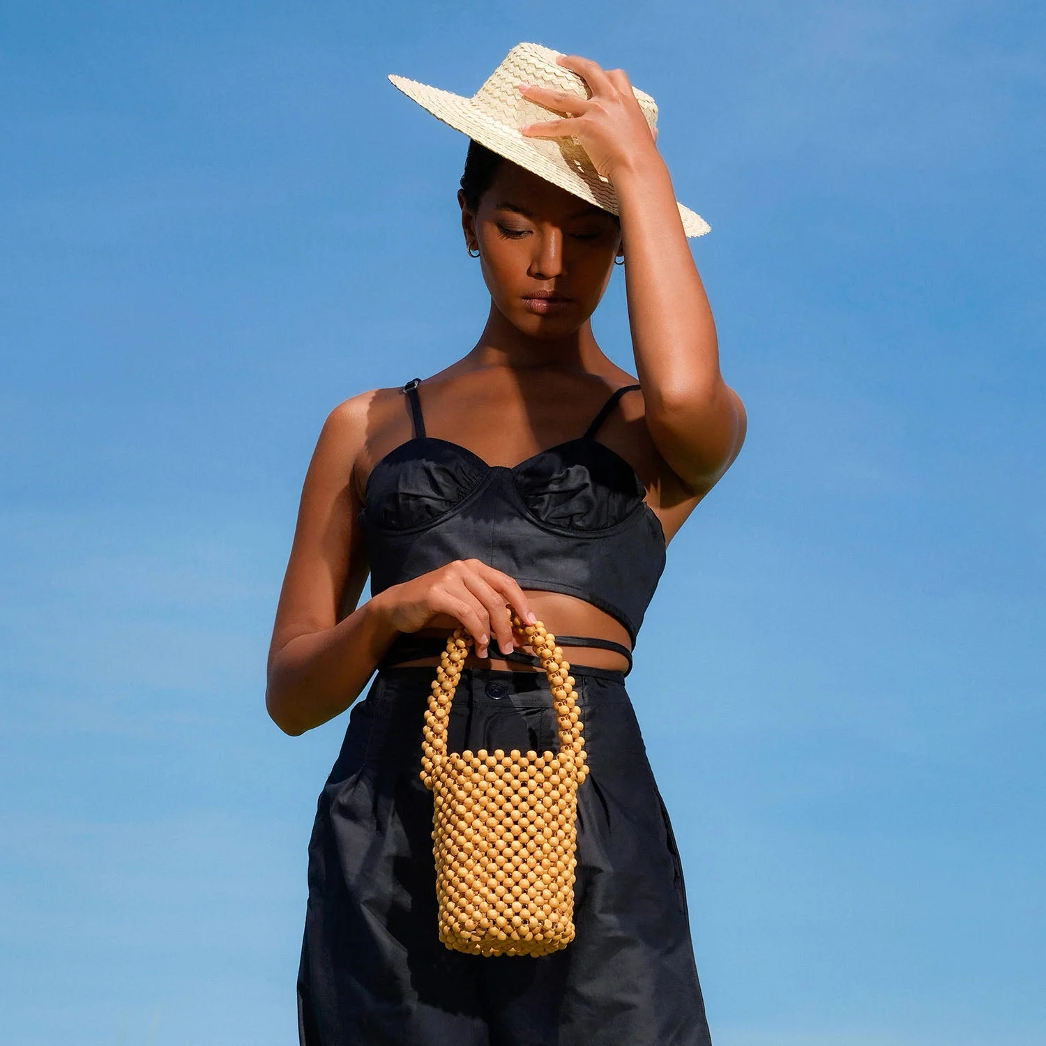 ALILA Wooden Beads Bucket Bag - Image 3