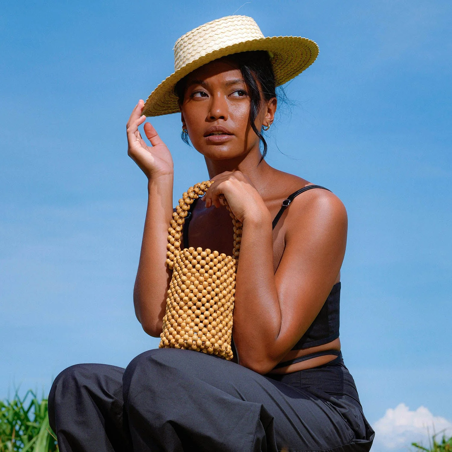 ALILA Wooden Beads Bucket Bag - Image 4