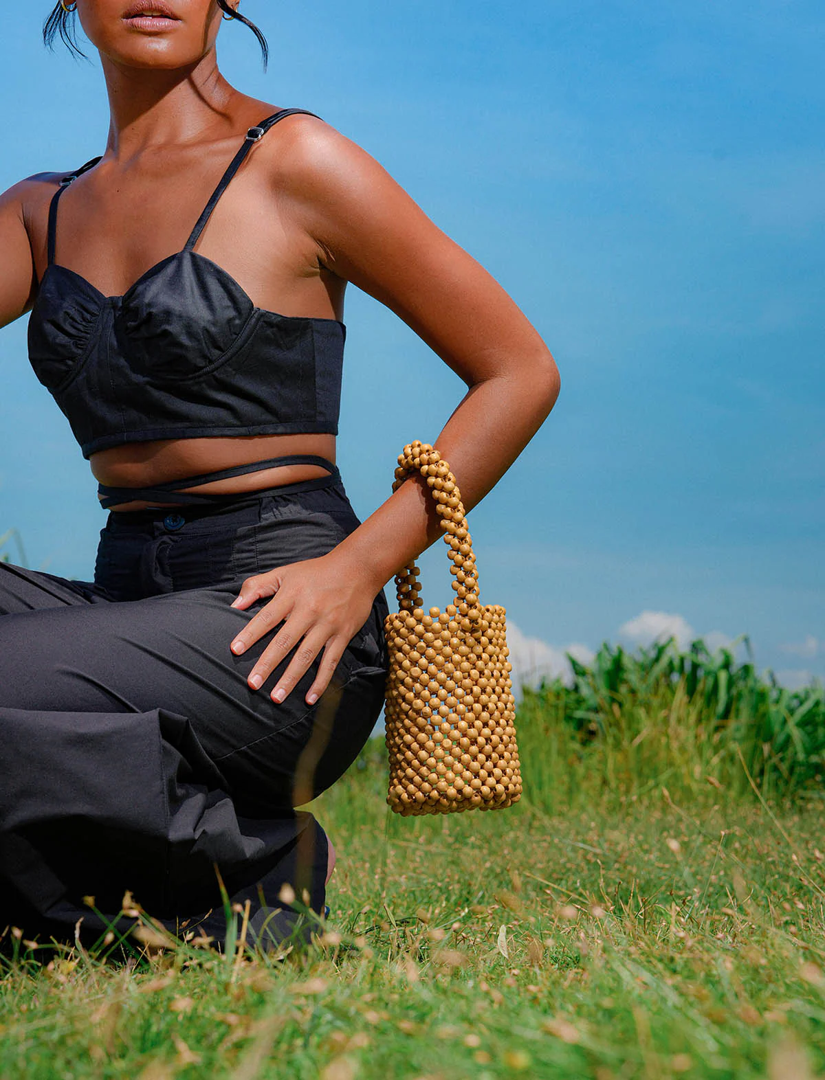 ALILA Wooden Beads Bucket Bag - Image 5