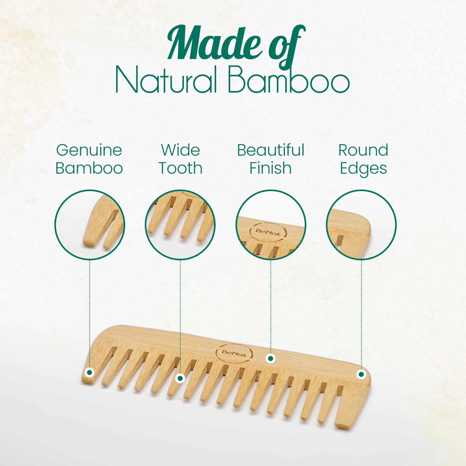 All-Natural Bamboo Hair Comb - Image 3