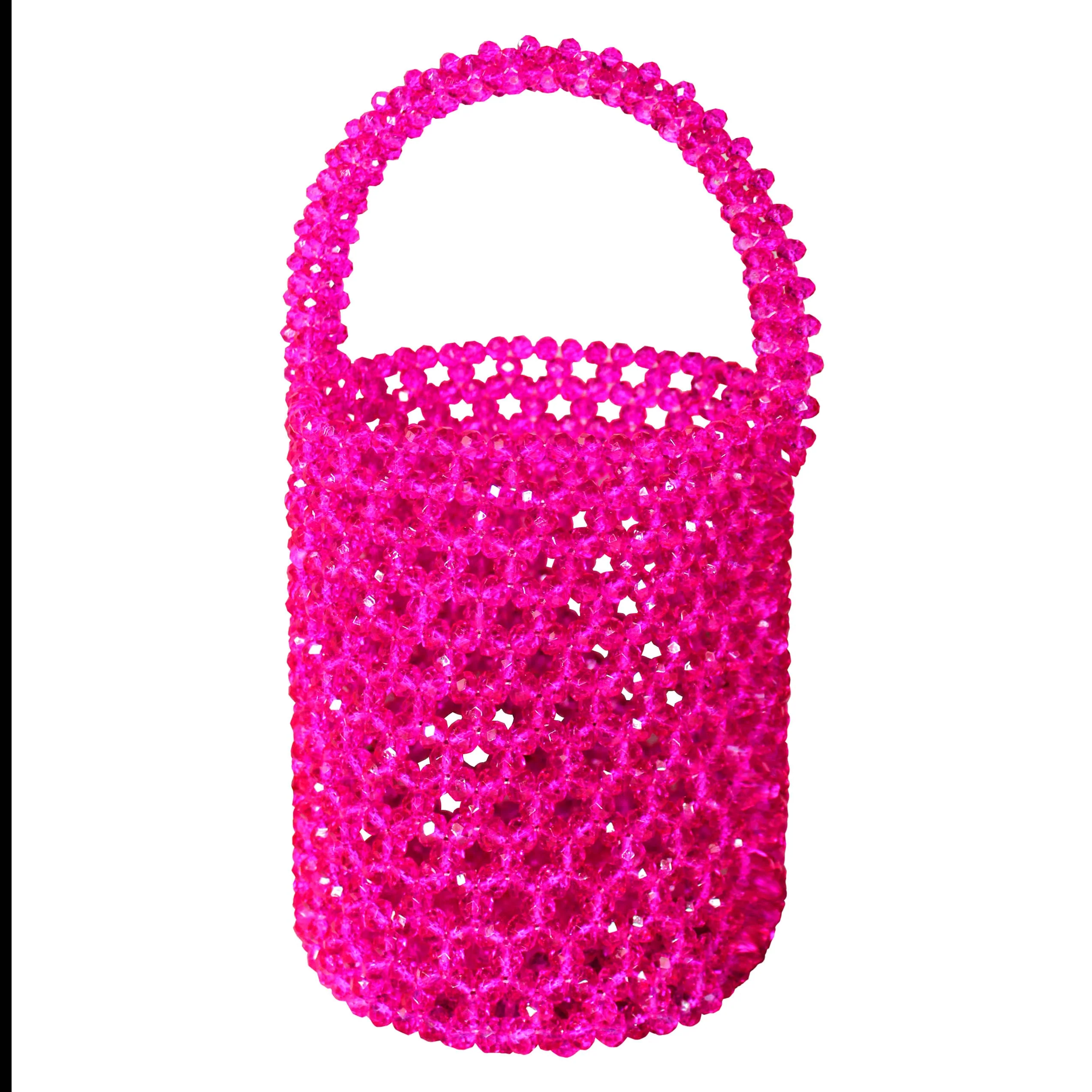 ANTONIA Crystal Beads Bucket Bag In Hot Pink - Image 8