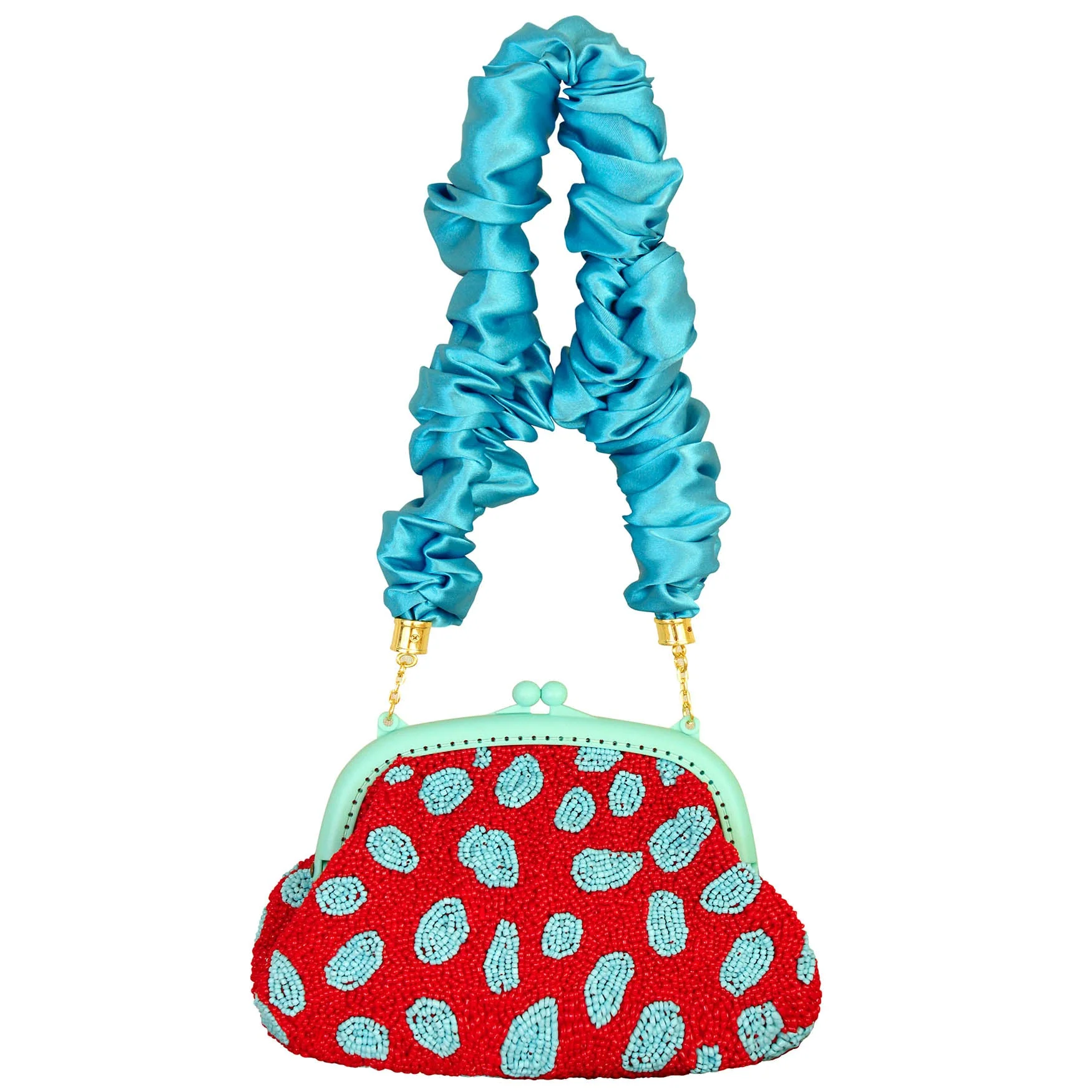 ARNOLDI ARIELA Hand-beaded Clutch Bag In Red & Turquoise Blue - Image 6