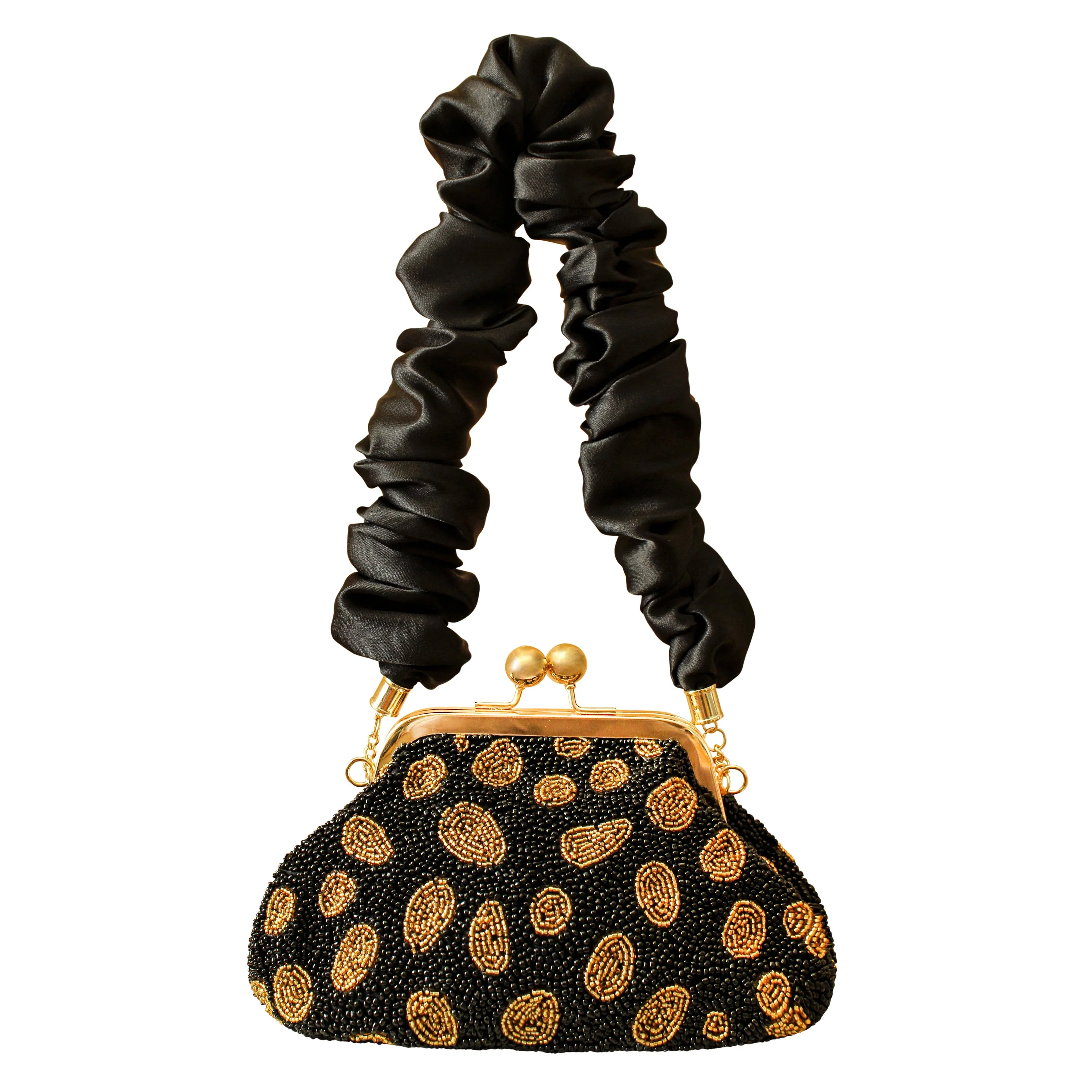 ARNOLDI Black Gold Hand-beaded Clutch In Black & Gold - Image 6
