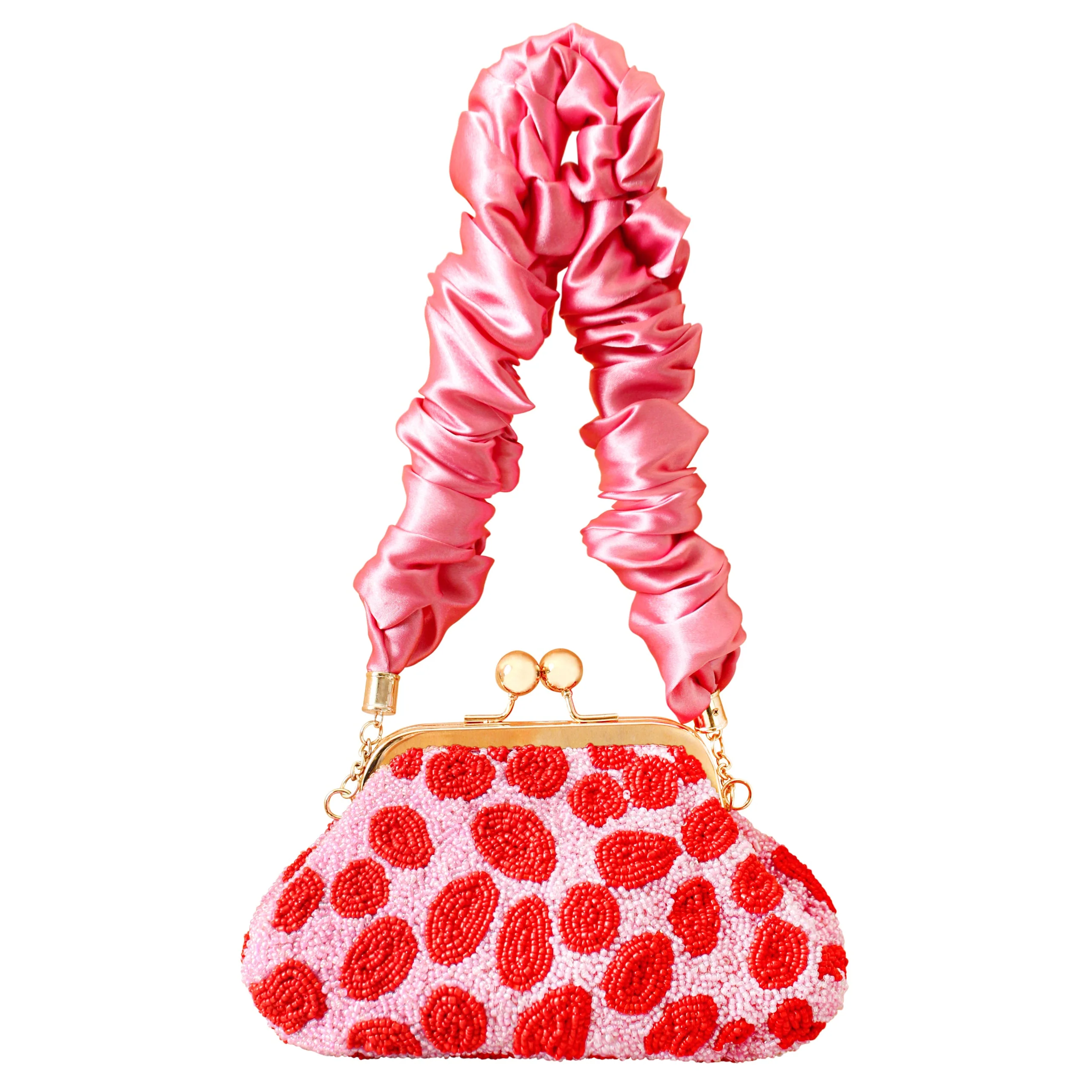 ARNOLDI Daisy Hand-beaded Clutch In Pink & Red - Image 7