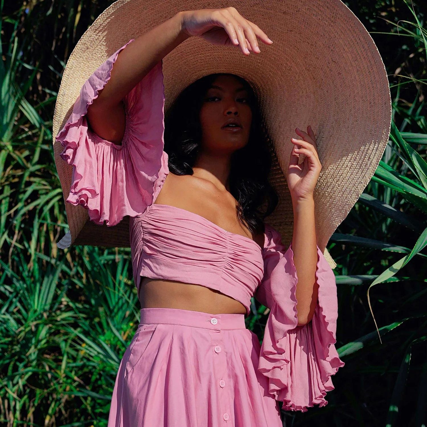 ARUM Flared Bamboo Top in Blush Pink - Image 5