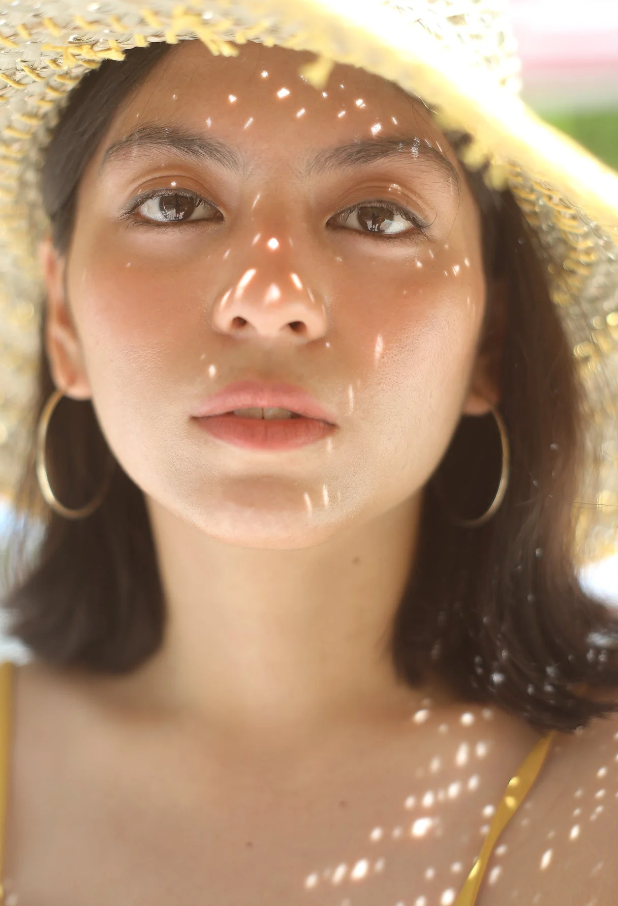 Balinese Pecatu Wide Round Straw Hat In Butter Yellow - Image 4