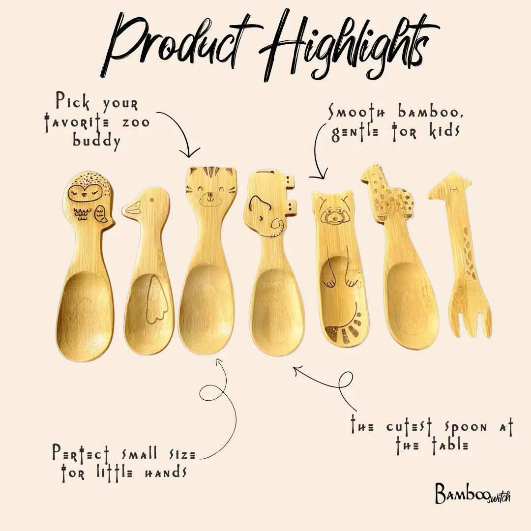 Bamboo Animal Kids Spoons - Image 17