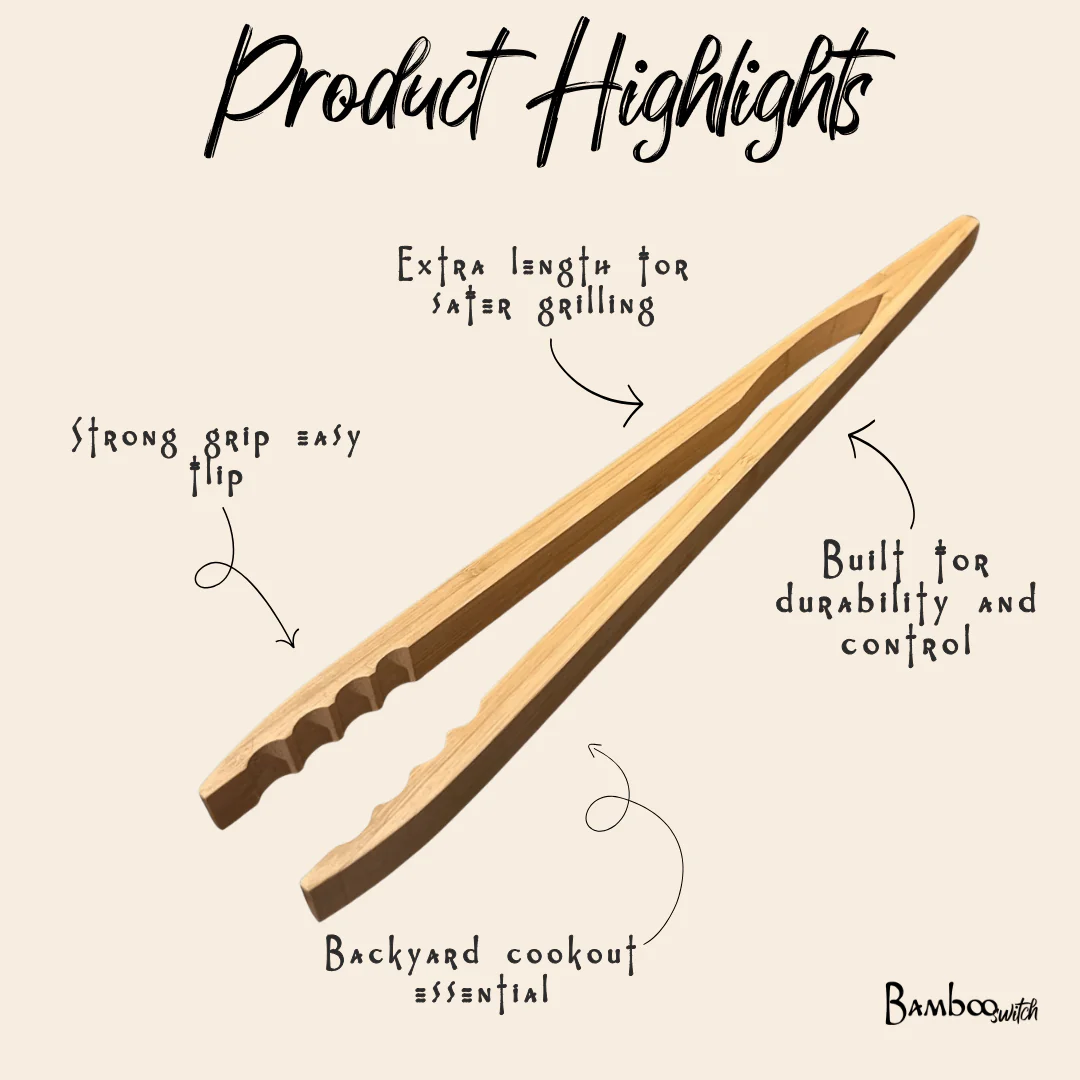 Bamboo Barbecue Grilling Tong 19" - Image 6