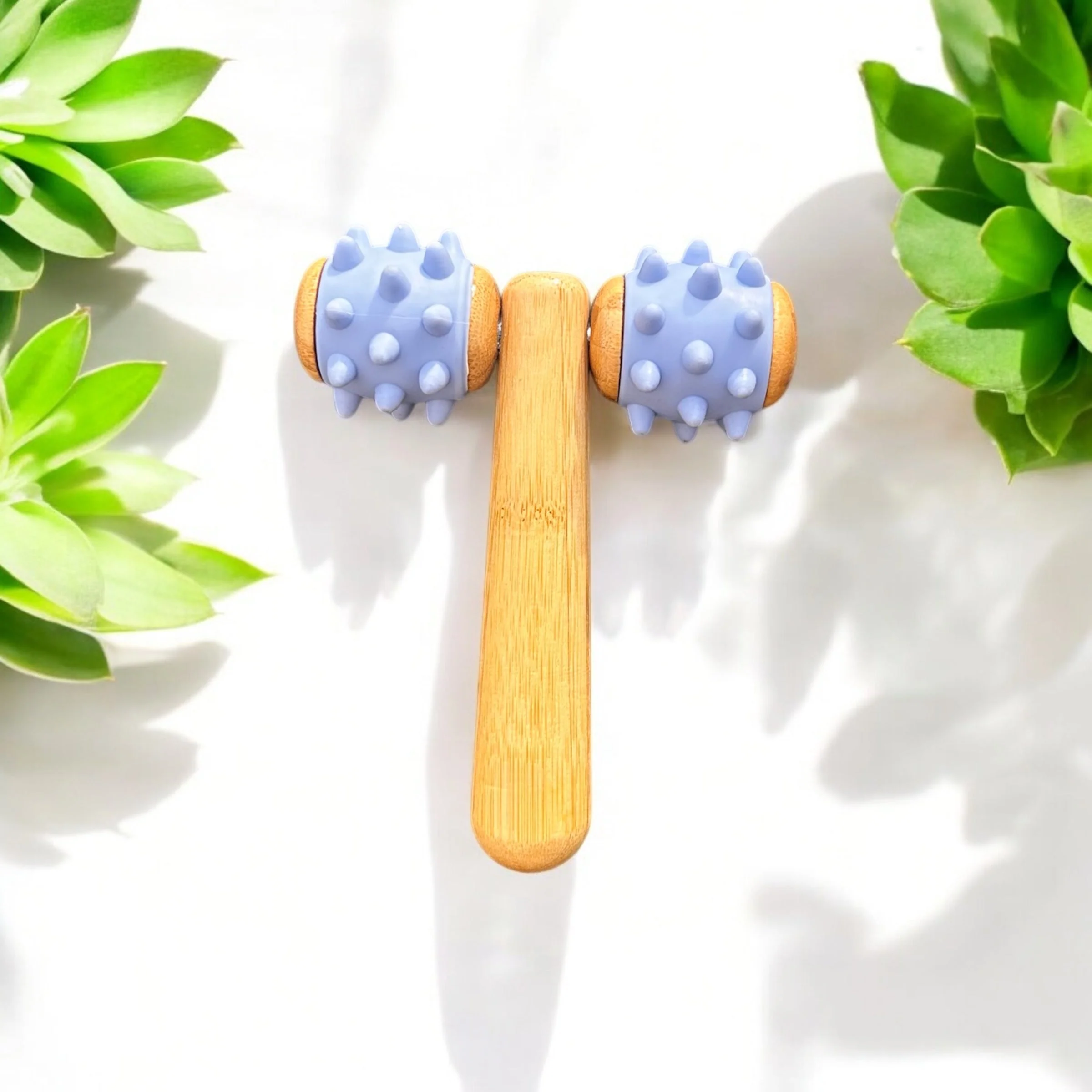 Bamboo Body Massage Tool with Silicone Rolling Head - Image 6