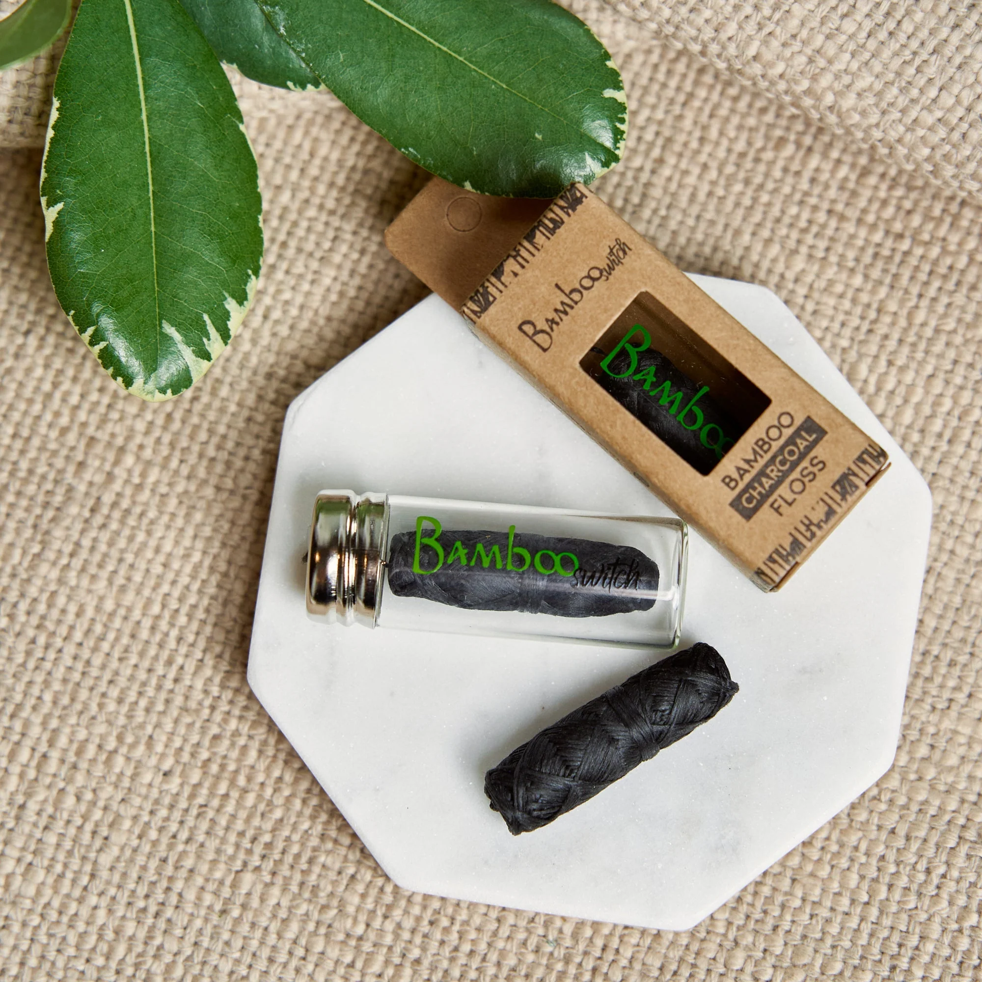 Bamboo Charcoal Floss in Glass Container - Image 2