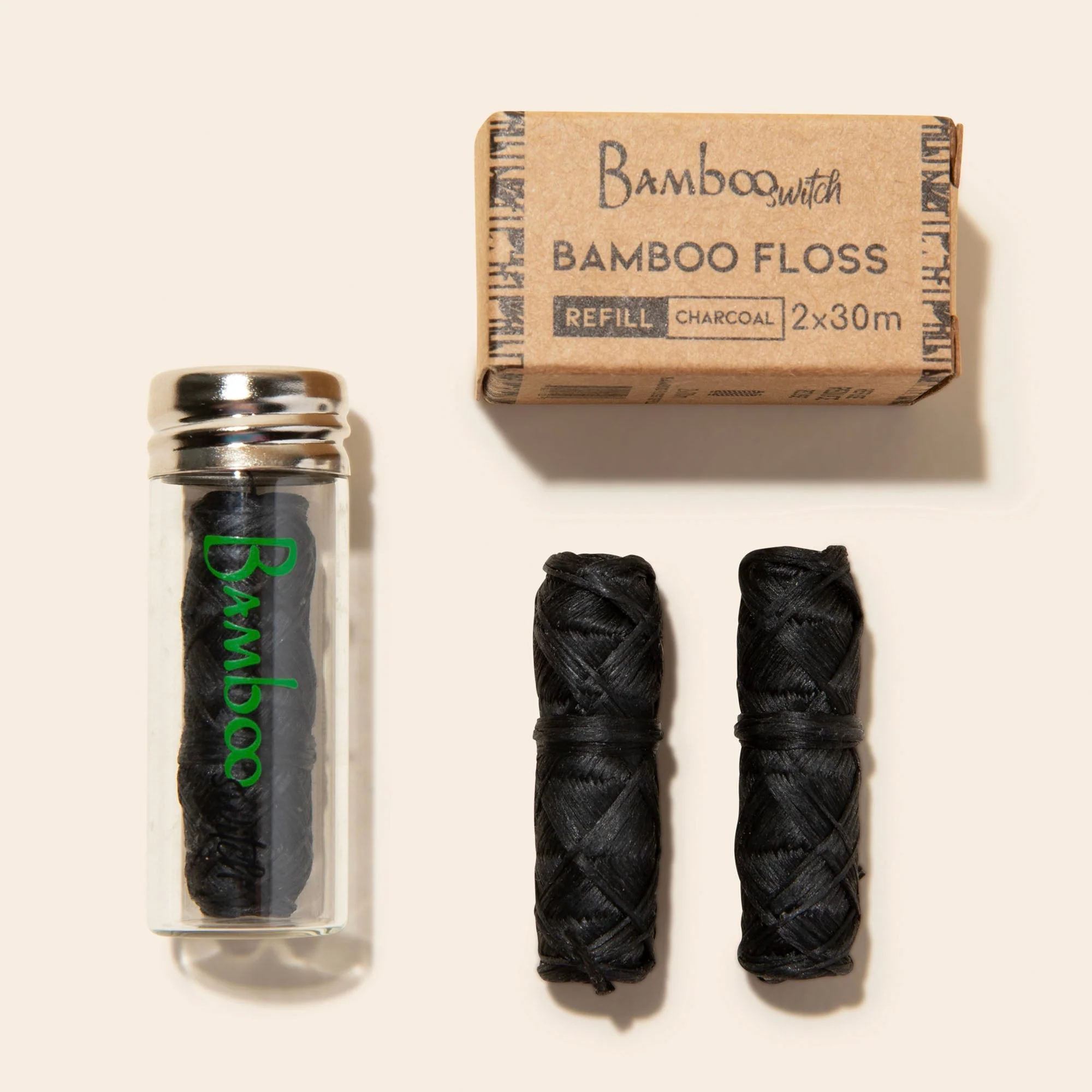 Bamboo Charcoal Floss in Glass Container - Image 5