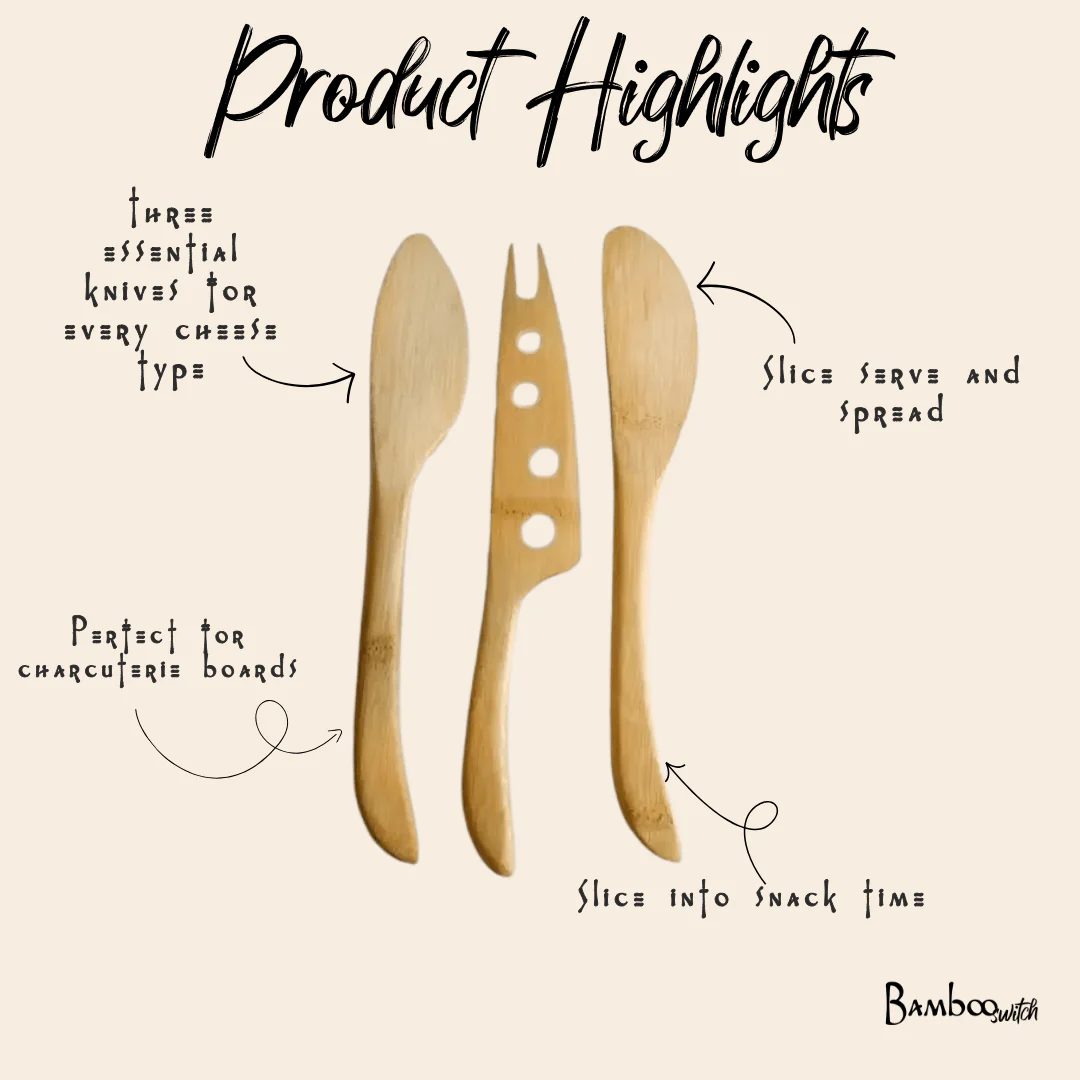 Bamboo Cheese Knife Set - Image 4
