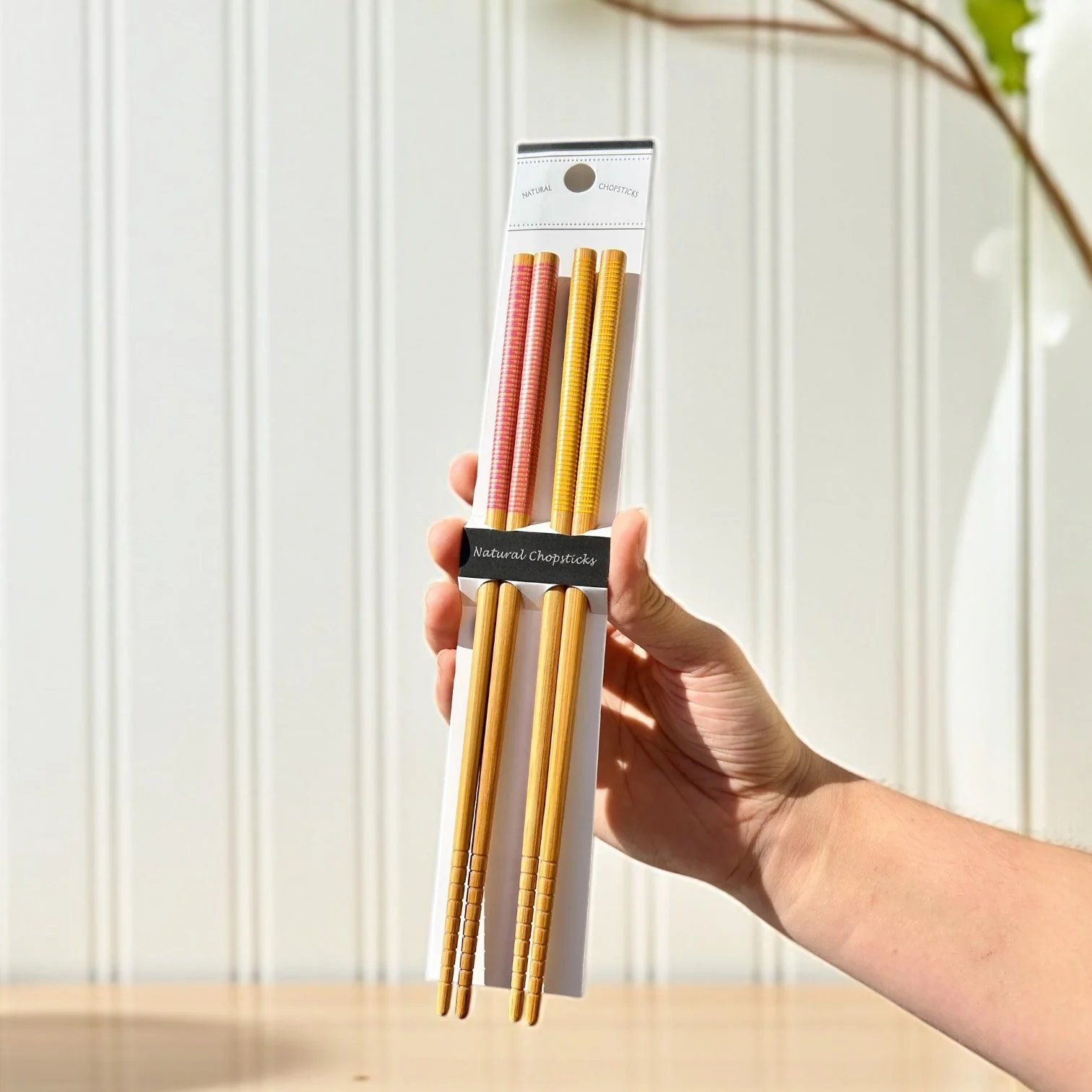 Bamboo Chopstick Set with Color-Grip Options - Image 2