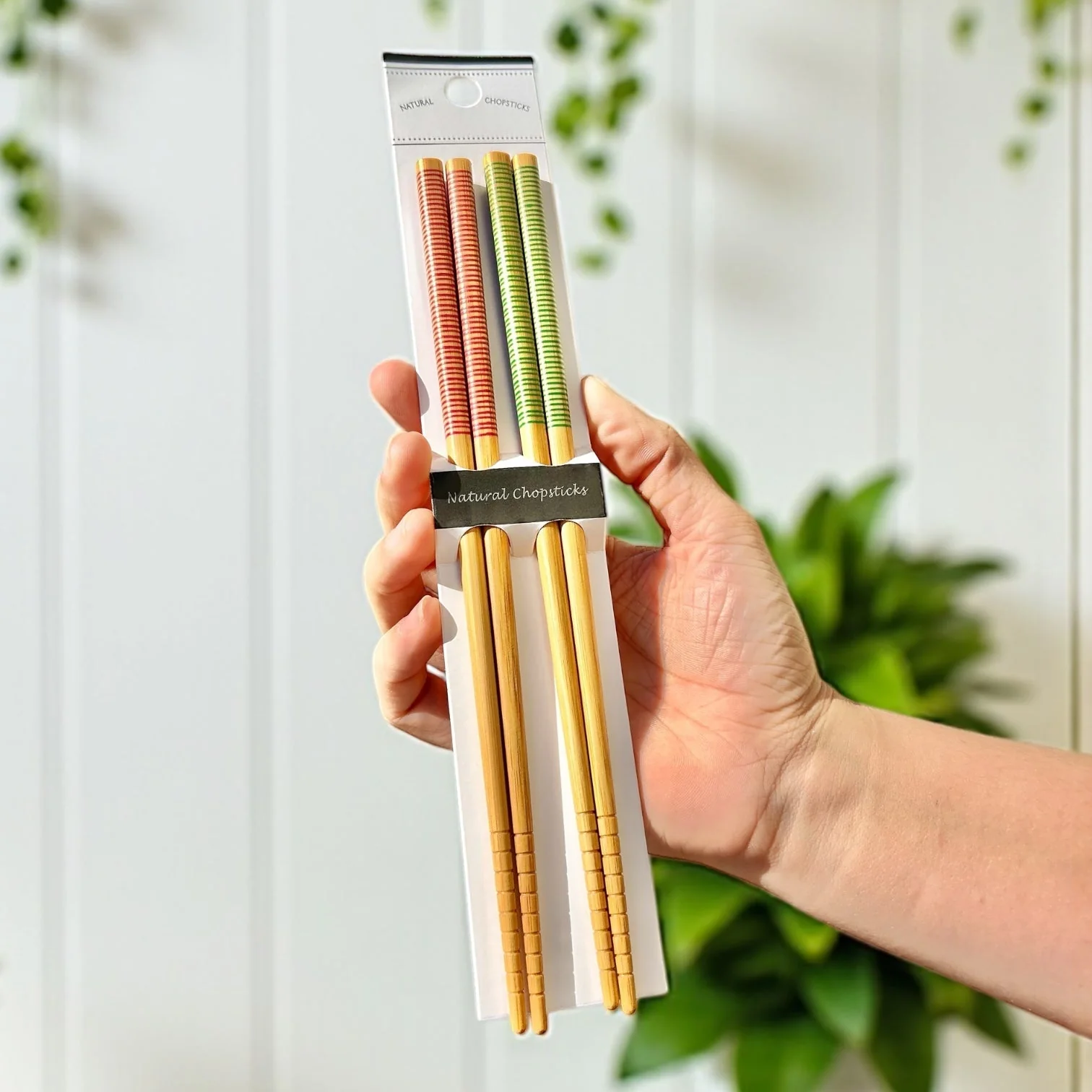 Bamboo Chopstick Set with Color-Grip Options - Image 4