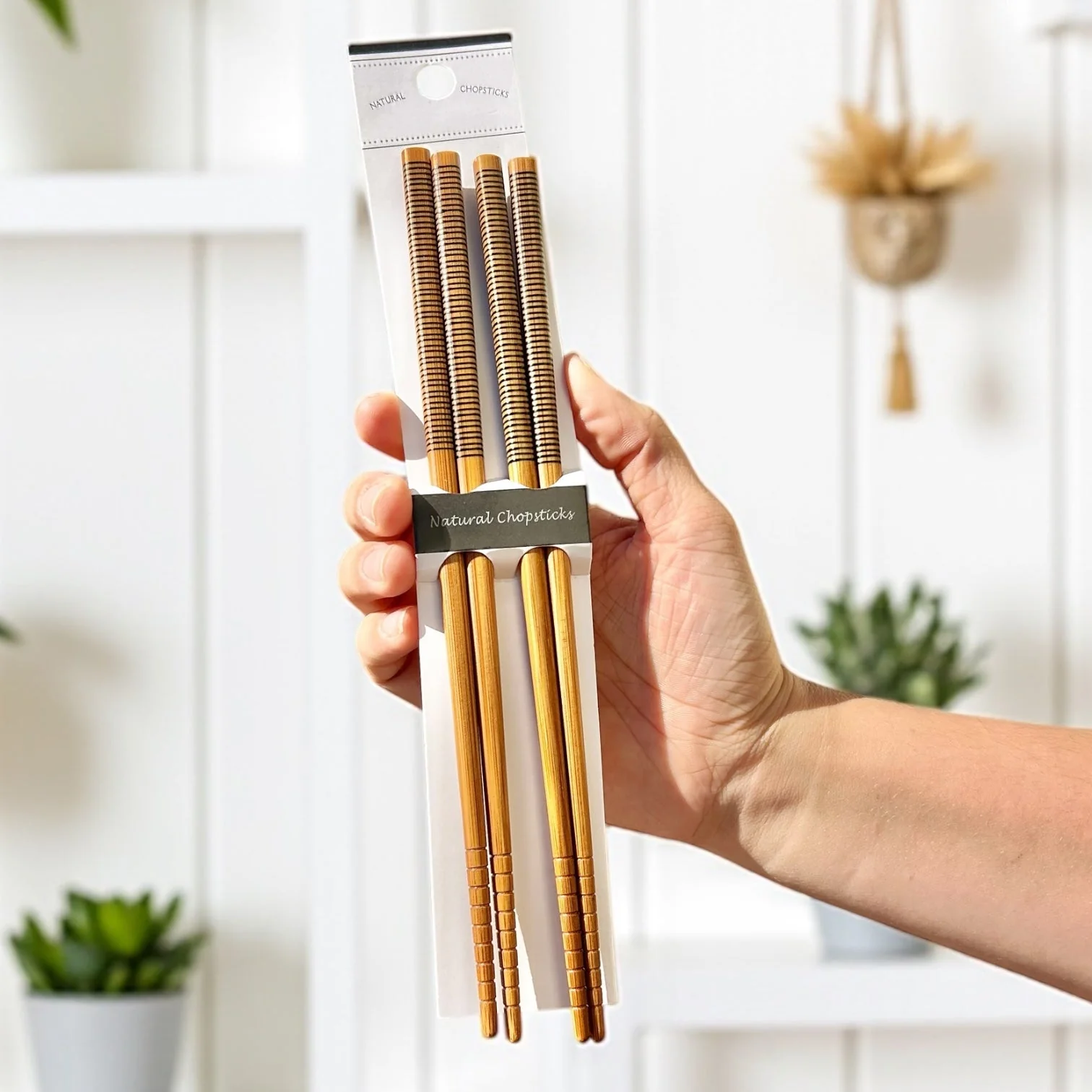 Bamboo Chopstick Set with Color-Grip Options - Image 5