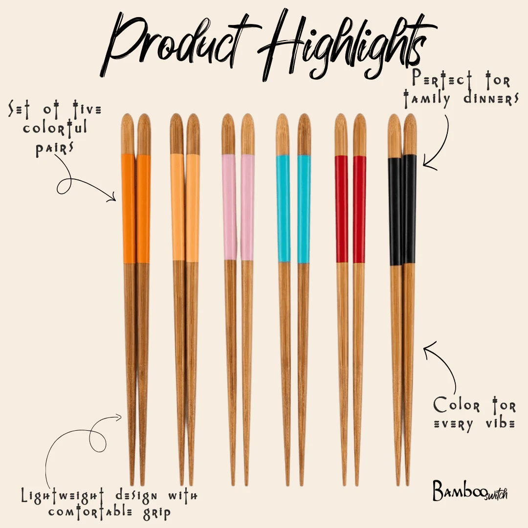 Bamboo Chopsticks Colorful Set - Image 3