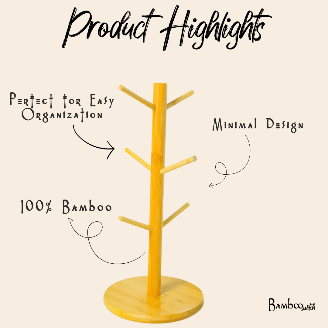 Bamboo Coffee Cup Tree Holder - Image 3