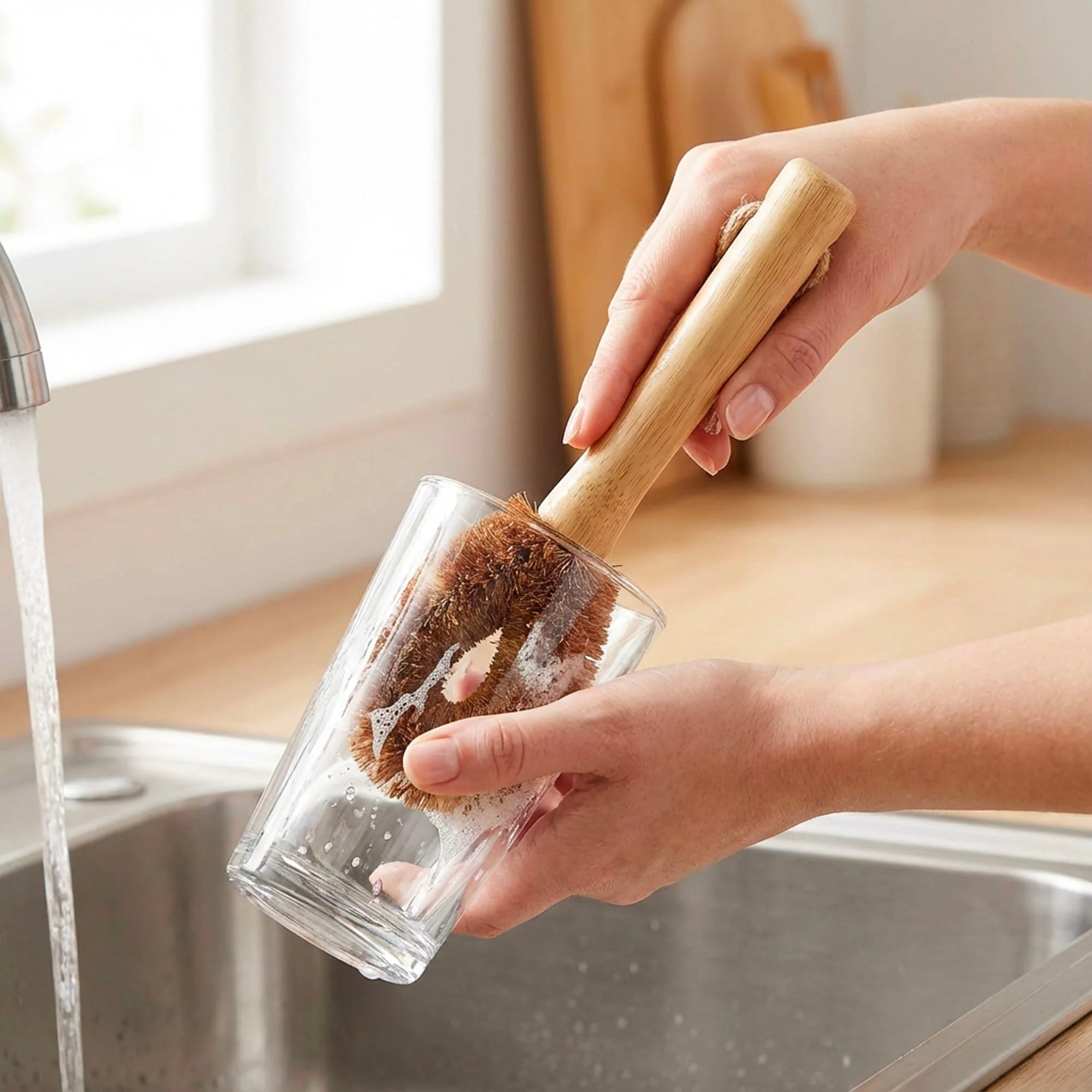 Bamboo Drinkware Bottle Cleaning Brush | Rounded - Image 3