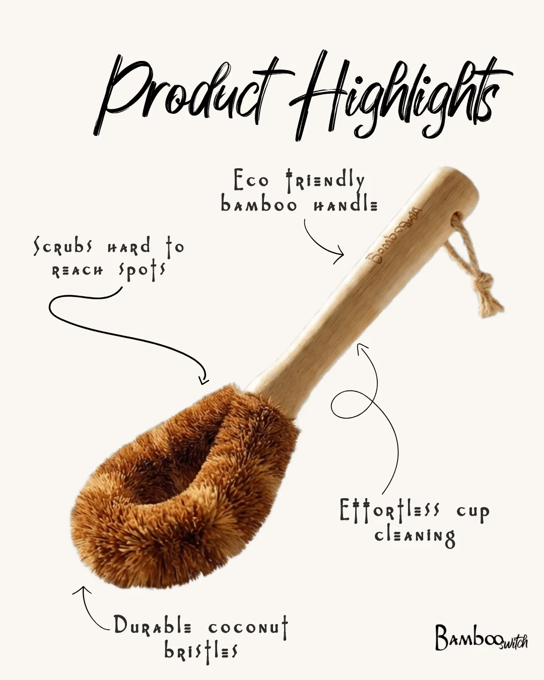 Bamboo Drinkware Bottle Cleaning Brush | Rounded - Image 6
