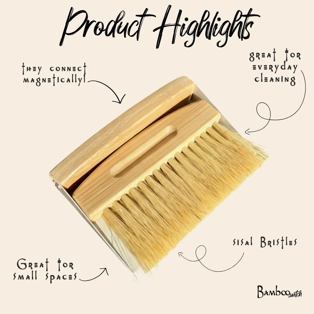 Bamboo Dust Pan With Brush - Image 4