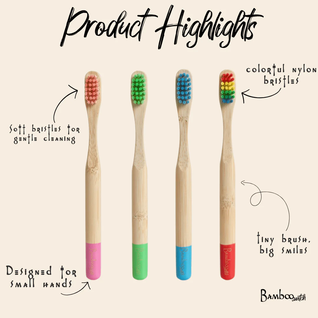 Bamboo Kids Toothbrush | Round Handle - Image 2