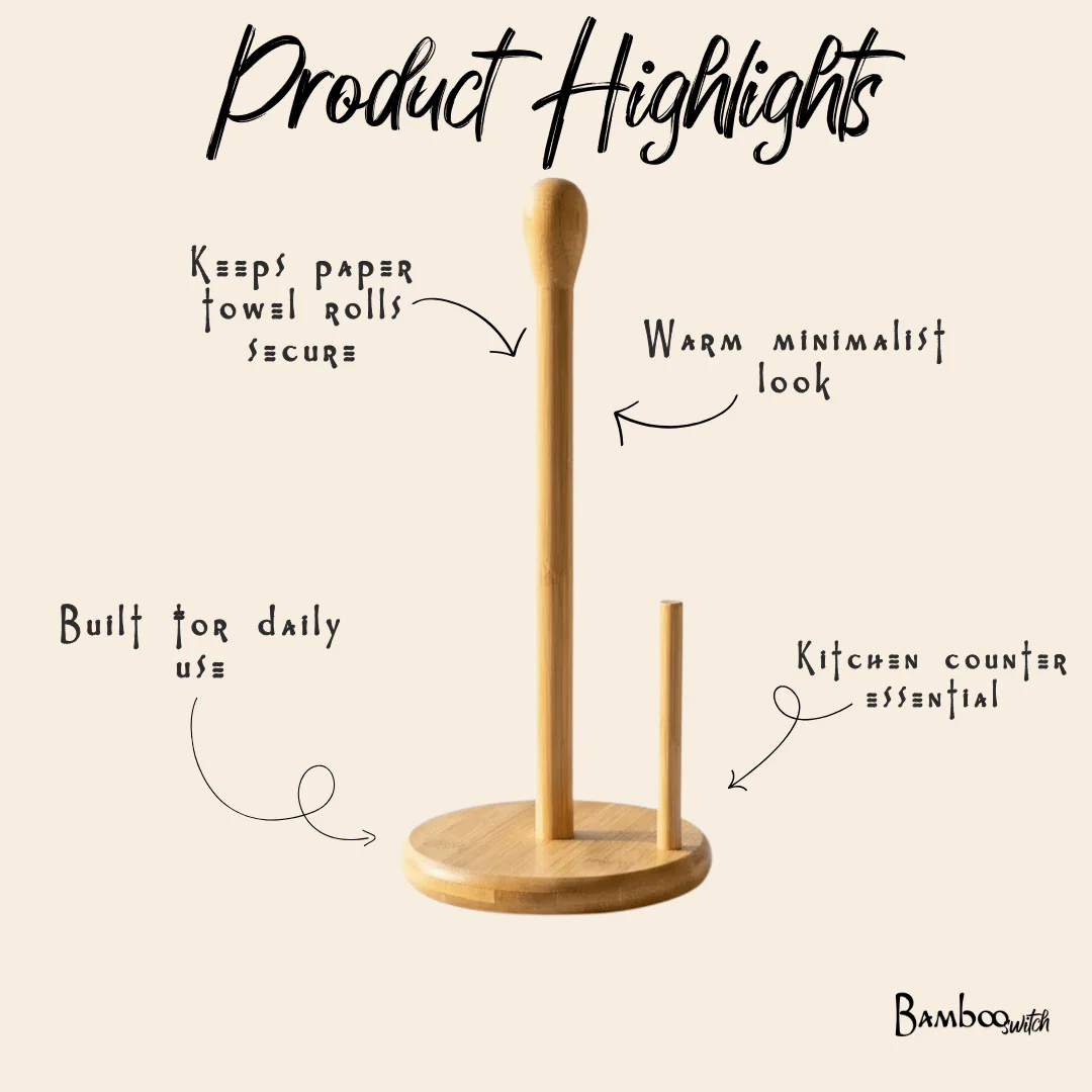 Bamboo Kitchen Paper Towel Holder - Image 3