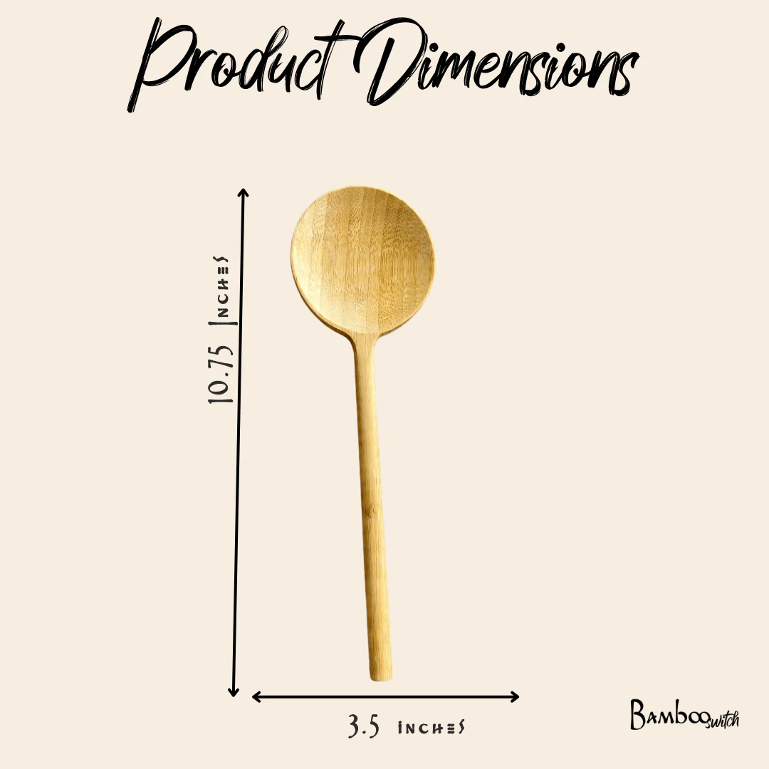 Bamboo Long Handle Round Spoon - Image 4