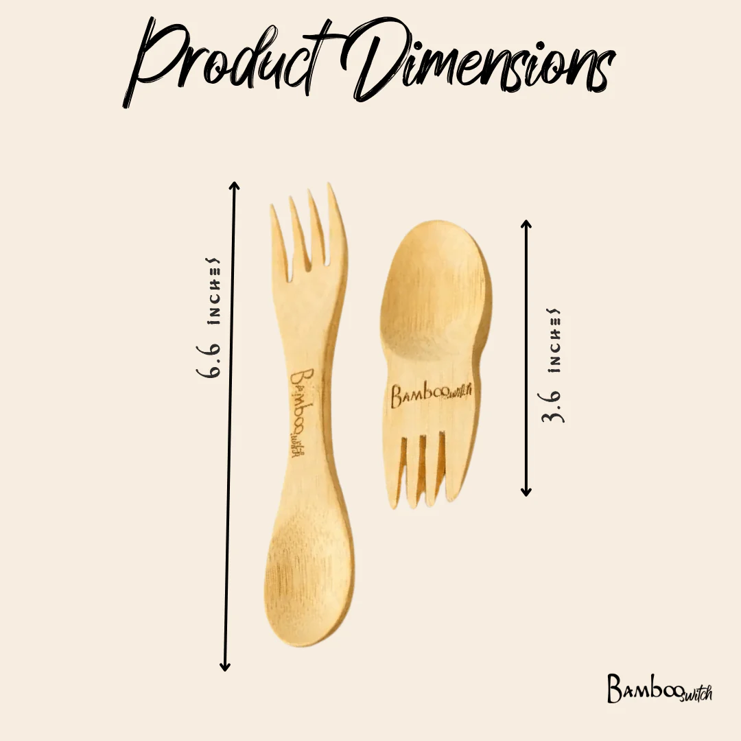 Bamboo Mini Spork Utensil - Image 4
