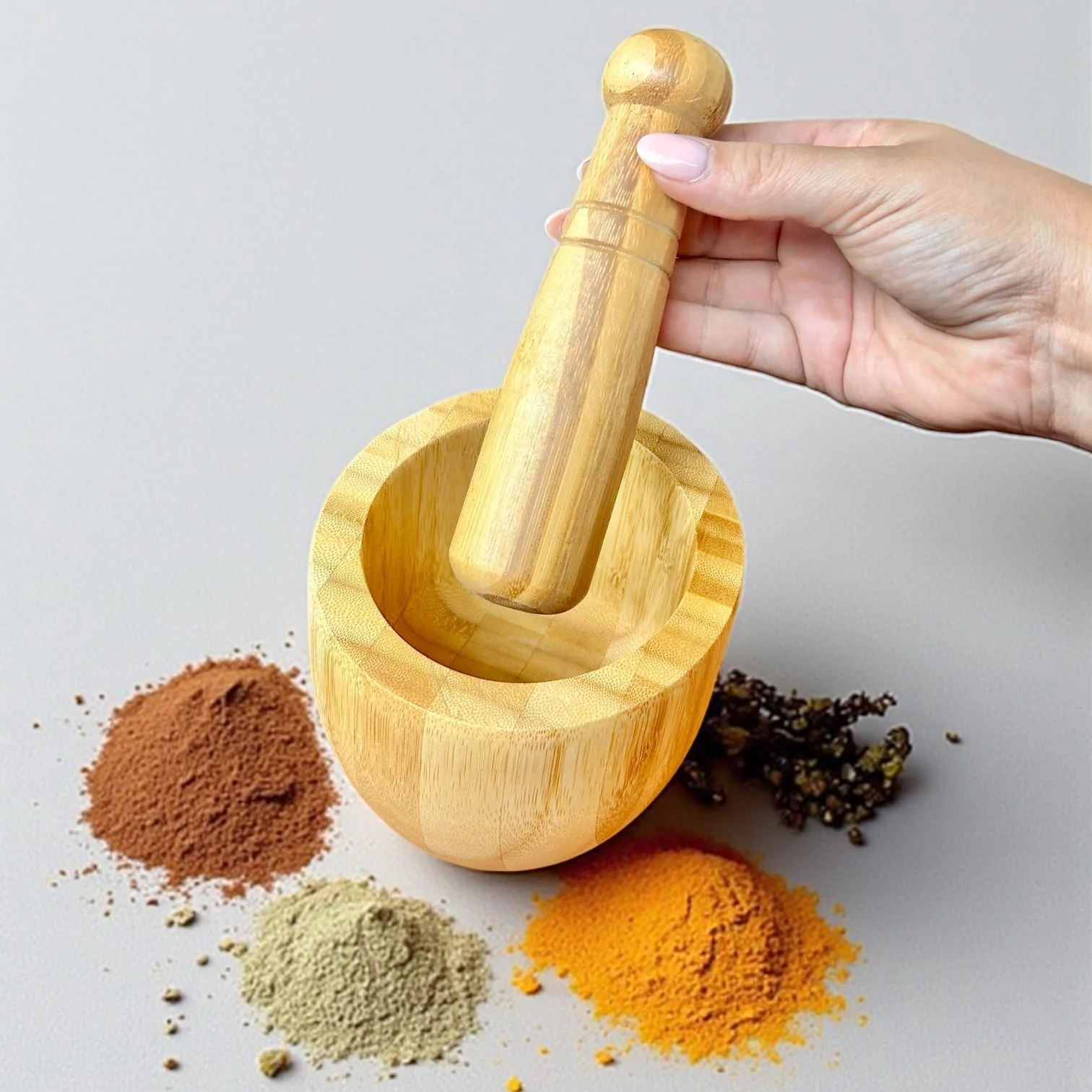 Bamboo Mortar & Pestle - Image 2