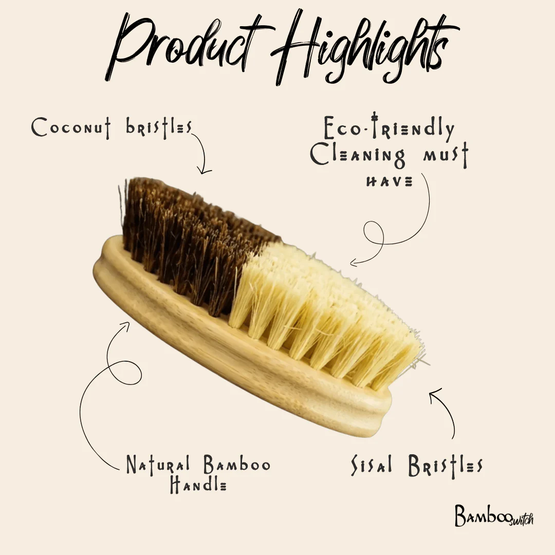 Bamboo Multipurpose Cleaning Brush | Sisal & Coconut Bristle - Image 5