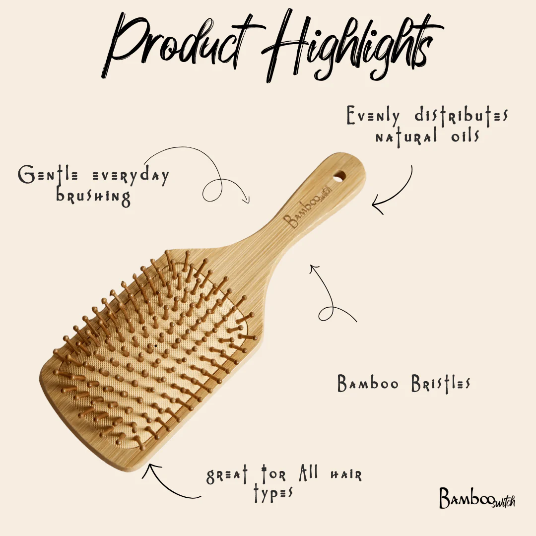 Bamboo Paddle Hair Brush | Classic Handle - Image 6
