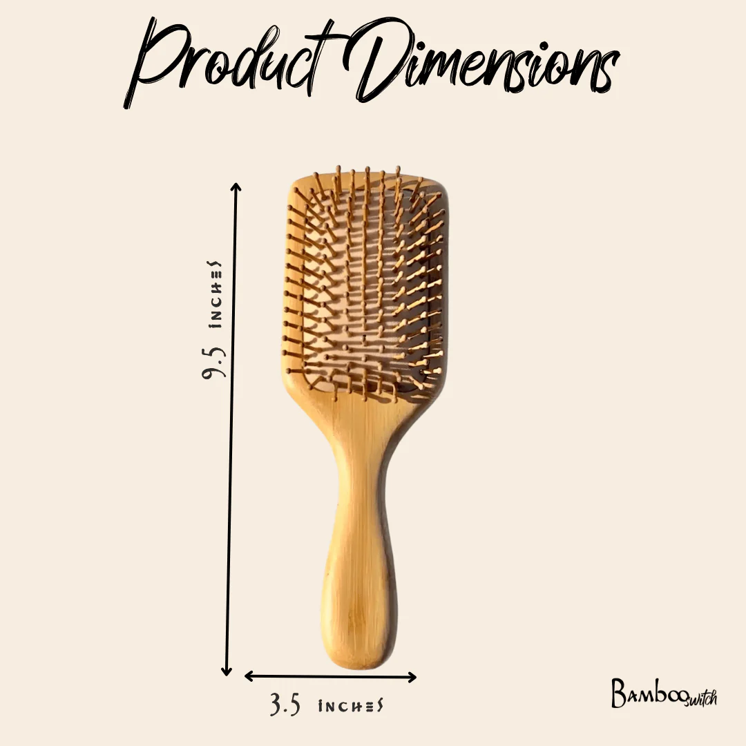 Bamboo Paddle Hair Brush | Comfort Handle - Image 5