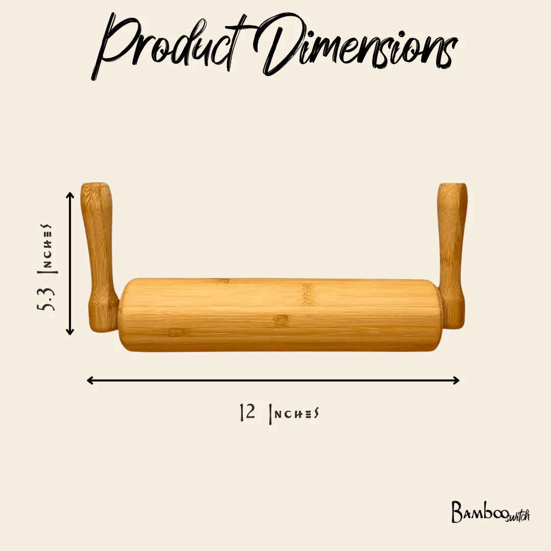 Bamboo Rolling Pin with Handles - Image 4