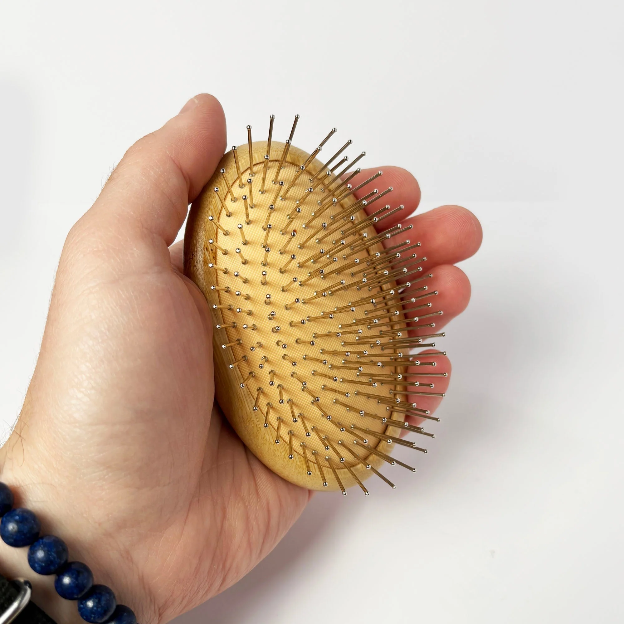 Bamboo Round Hair Brush | Wired Bristles - Image 2
