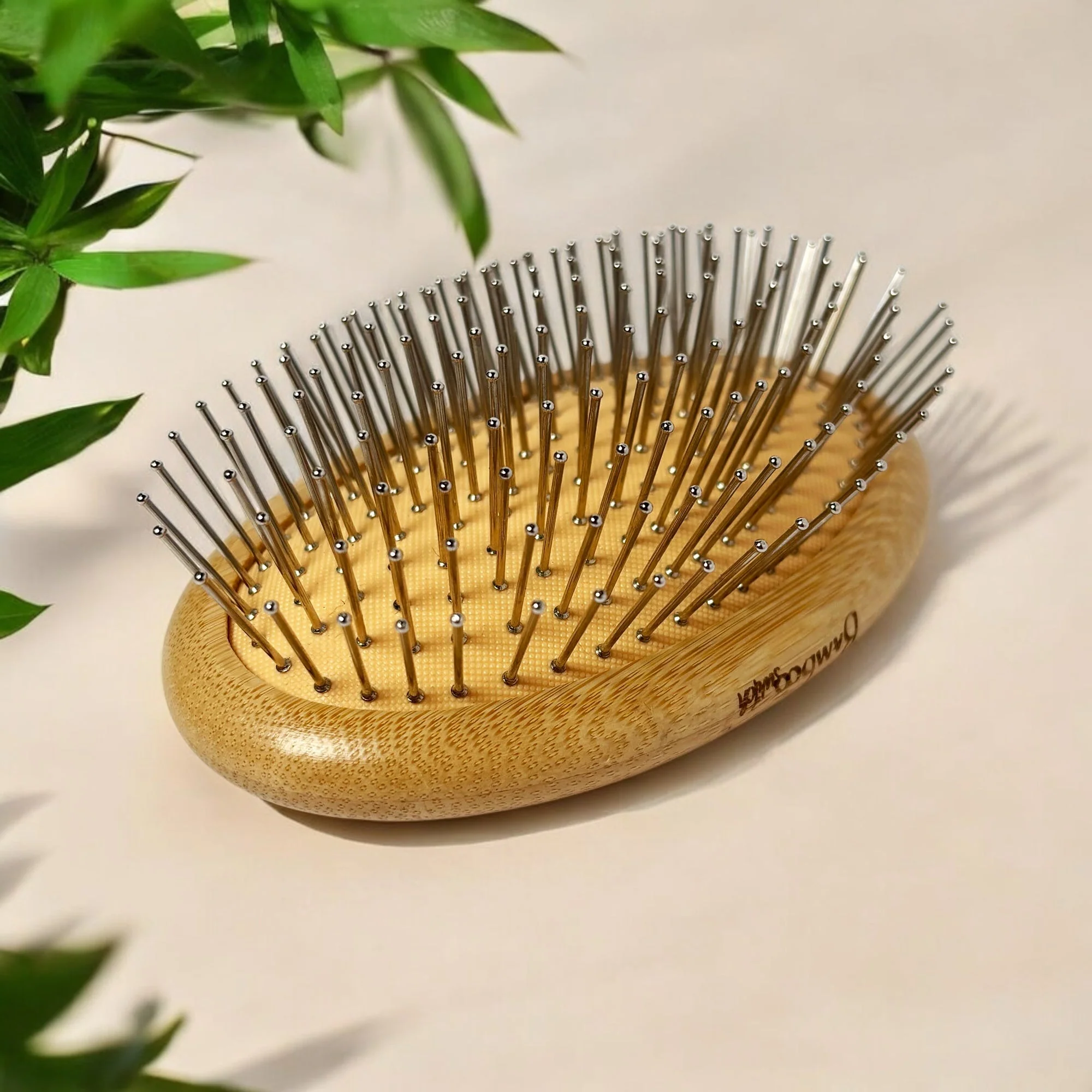 Bamboo Round Hair Brush | Wired Bristles - Image 3