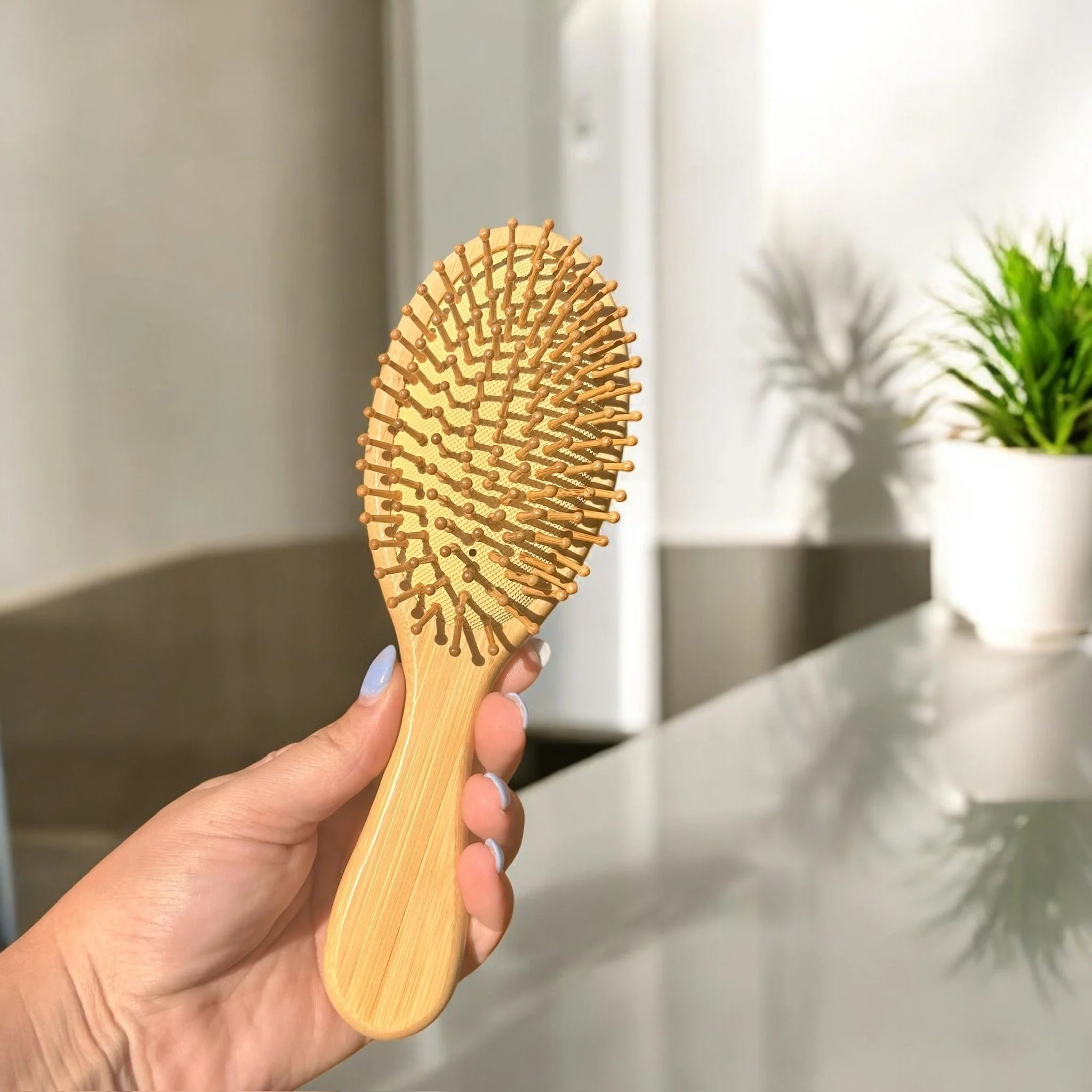 Bamboo Rounded Hair Brush | Classic Handle - Image 3