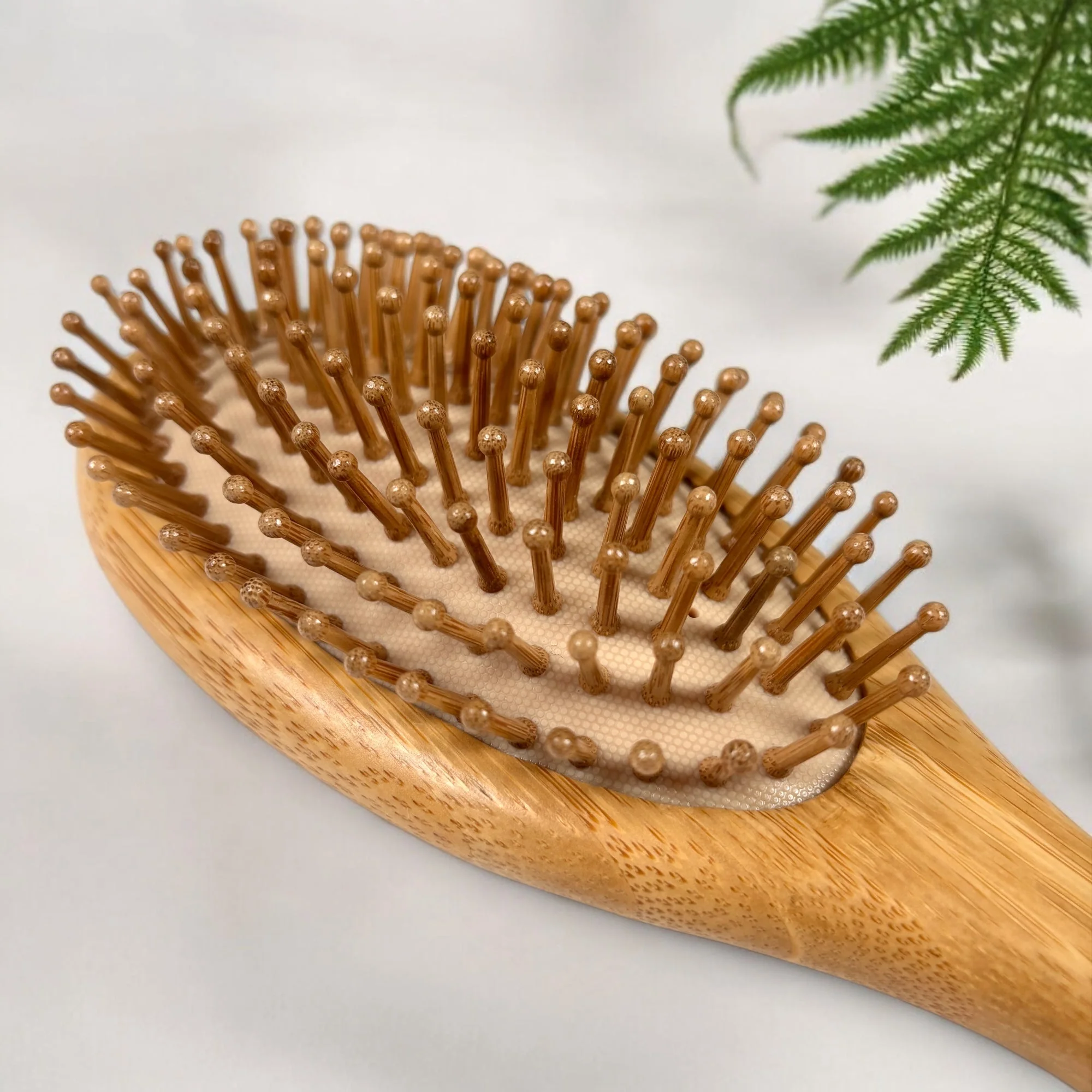 Bamboo Rounded Hair Brush | Comfort Handle - Image 2