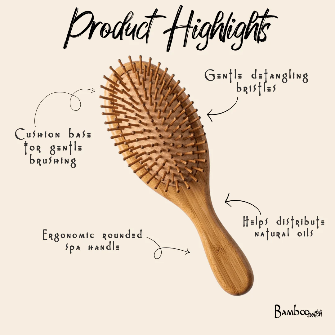 Bamboo Rounded Hair Brush | Comfort Handle - Image 5