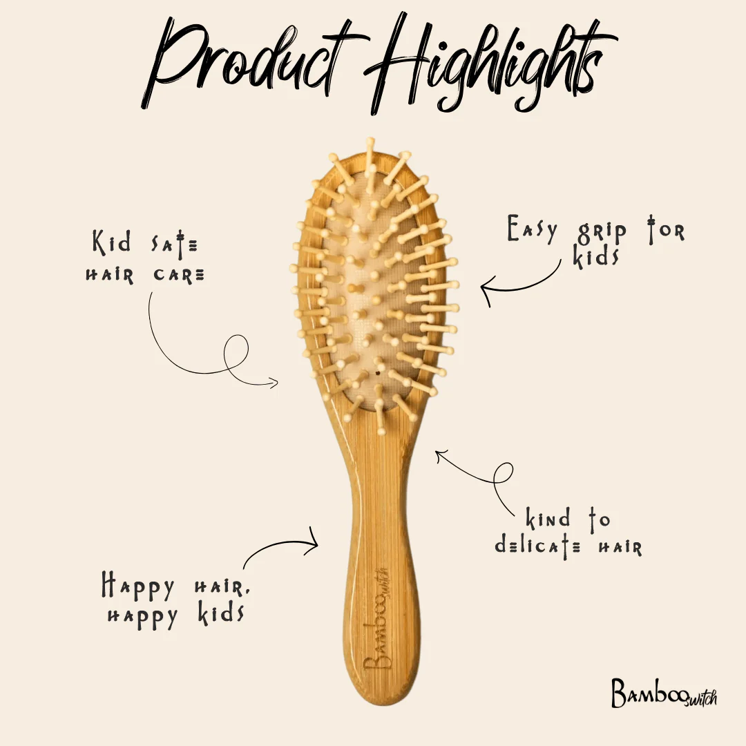 Bamboo Rounded Hair Brush | For Kids - Image 6