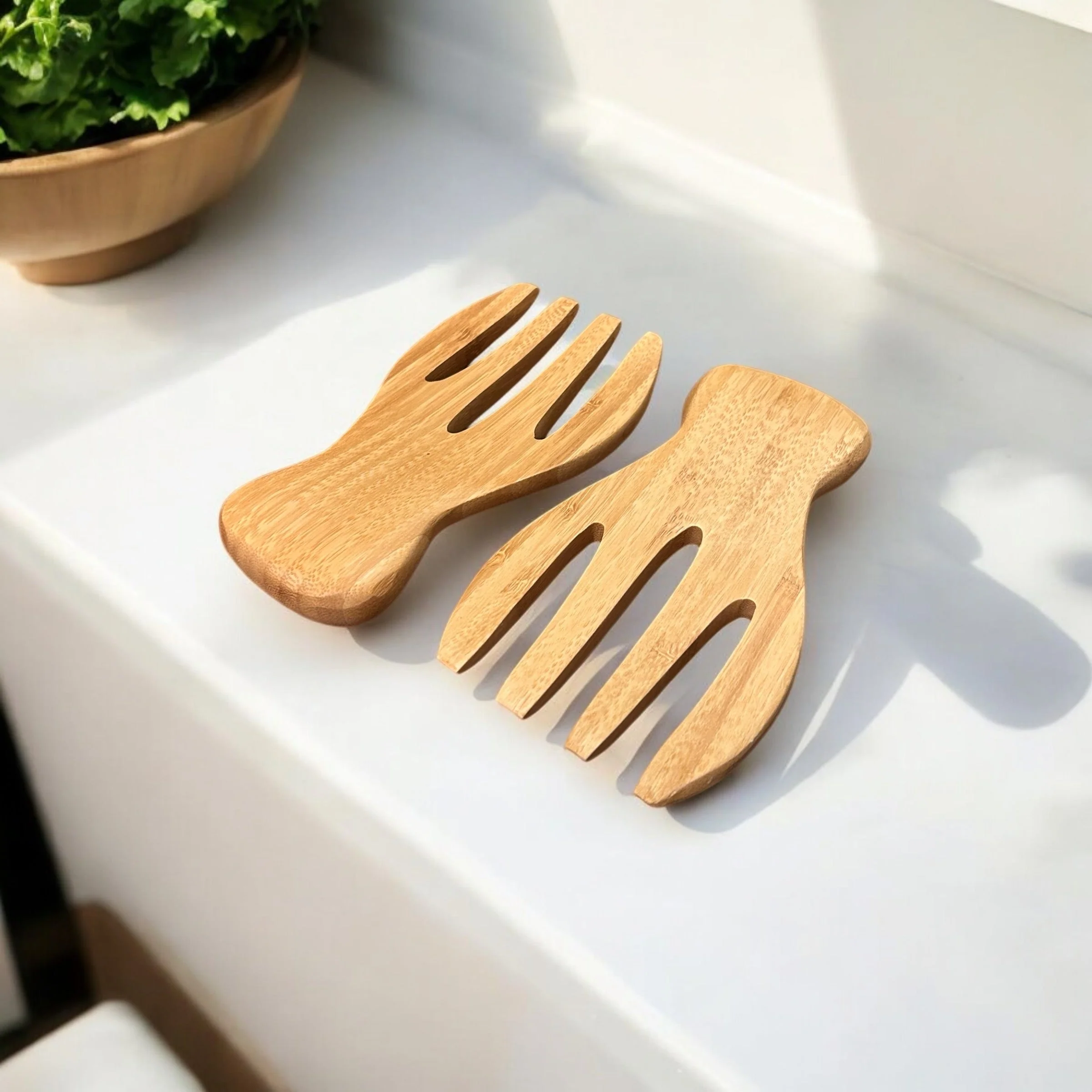 Bamboo Salad Hands | Set of 2 - Image 4