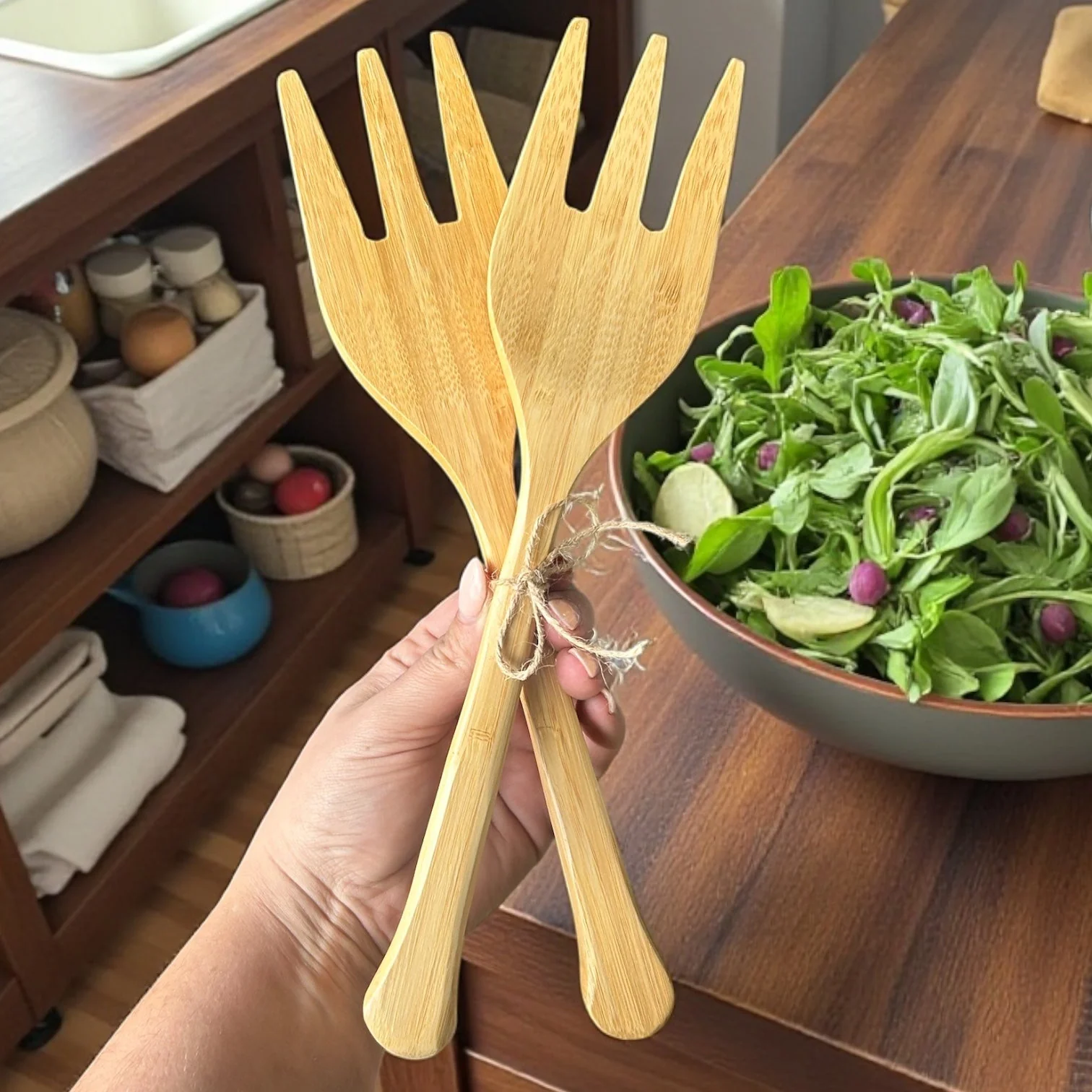 Bamboo Salad Serving Forks | Set of 2