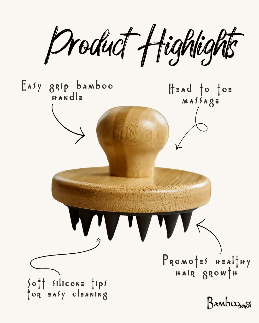 Bamboo & Silicone Scalp Massage Brush - Image 7