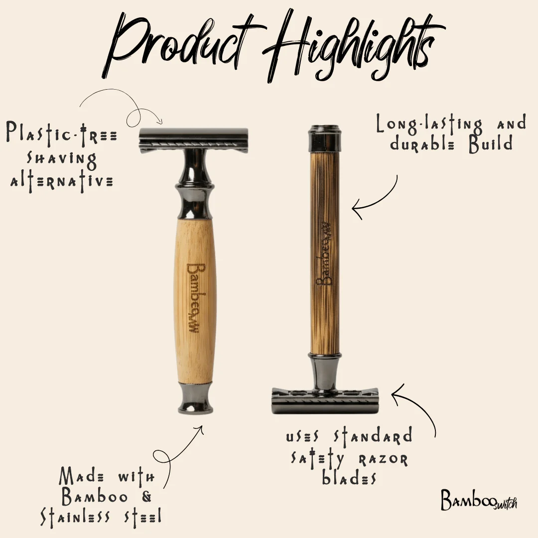 Bamboo Stainless Steel Safety Razor - Image 7