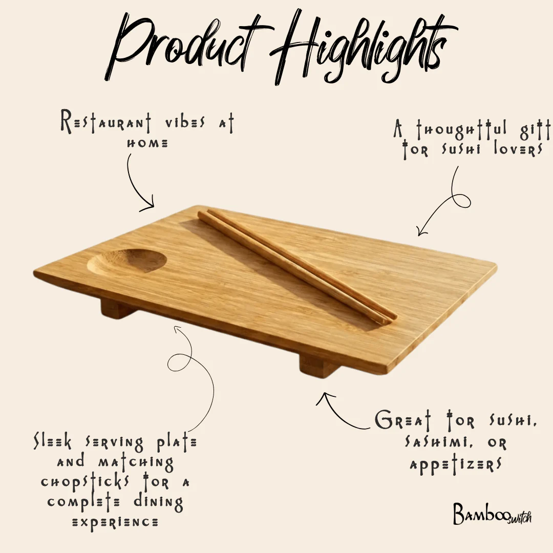Bamboo Sushi Plate Set - Image 4