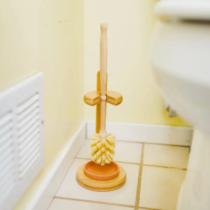 Bamboo Toilet Bowl Cleaning Brush & Stand - Image 2