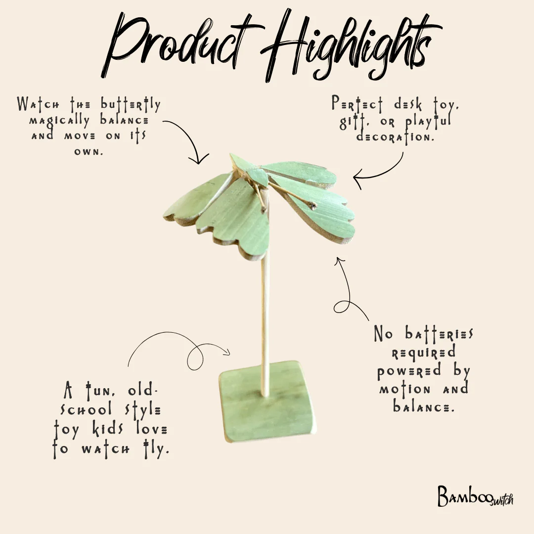 Bamboo Toy | Self-Balancing Butterfly - Image 3