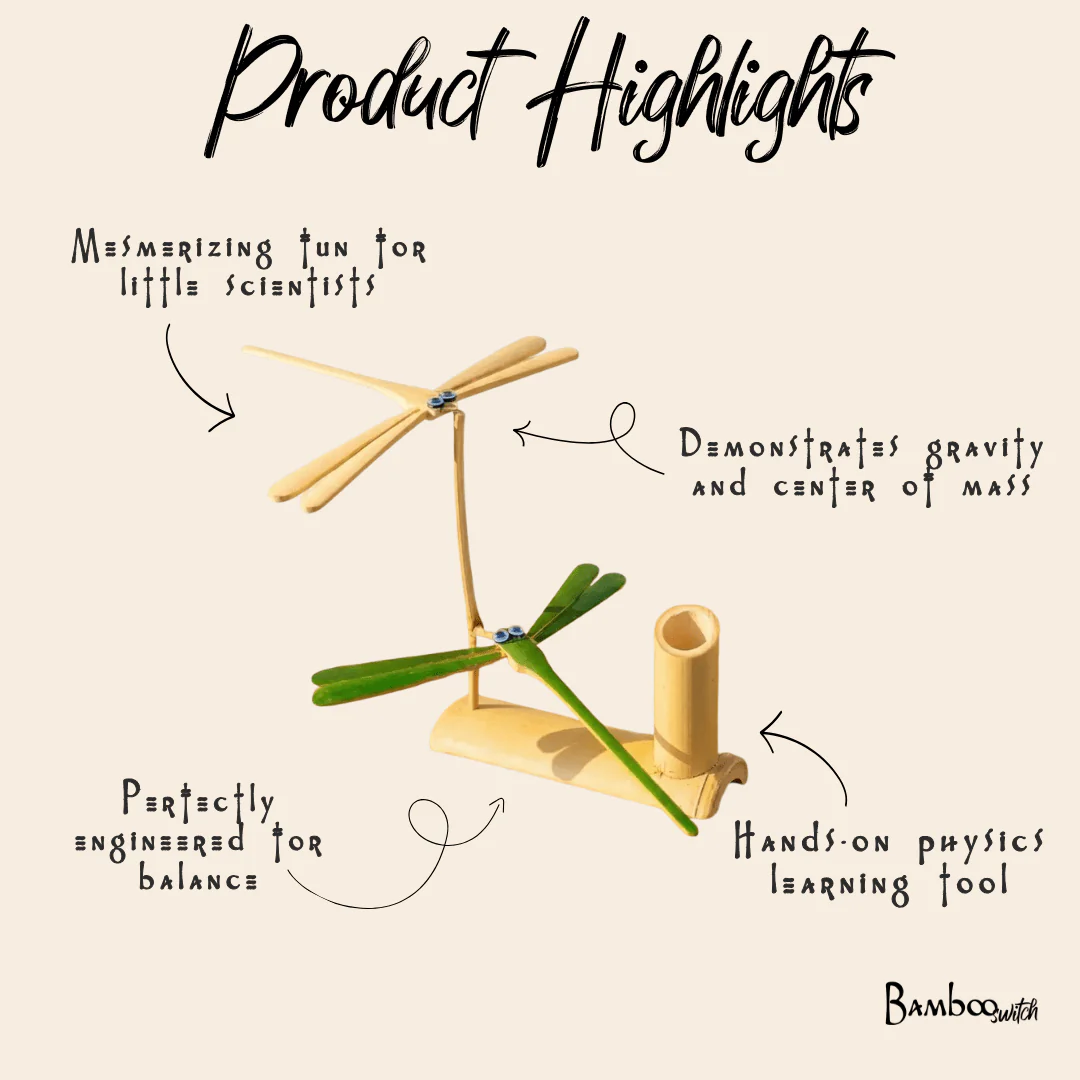 Bamboo Kids Toy | Self Balancing Dragonfly - Image 5