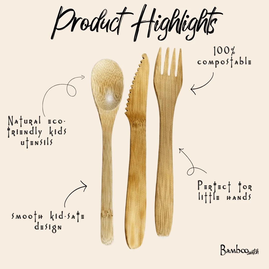 Bamboo Travel Cutlery Set | Kids - Image 3