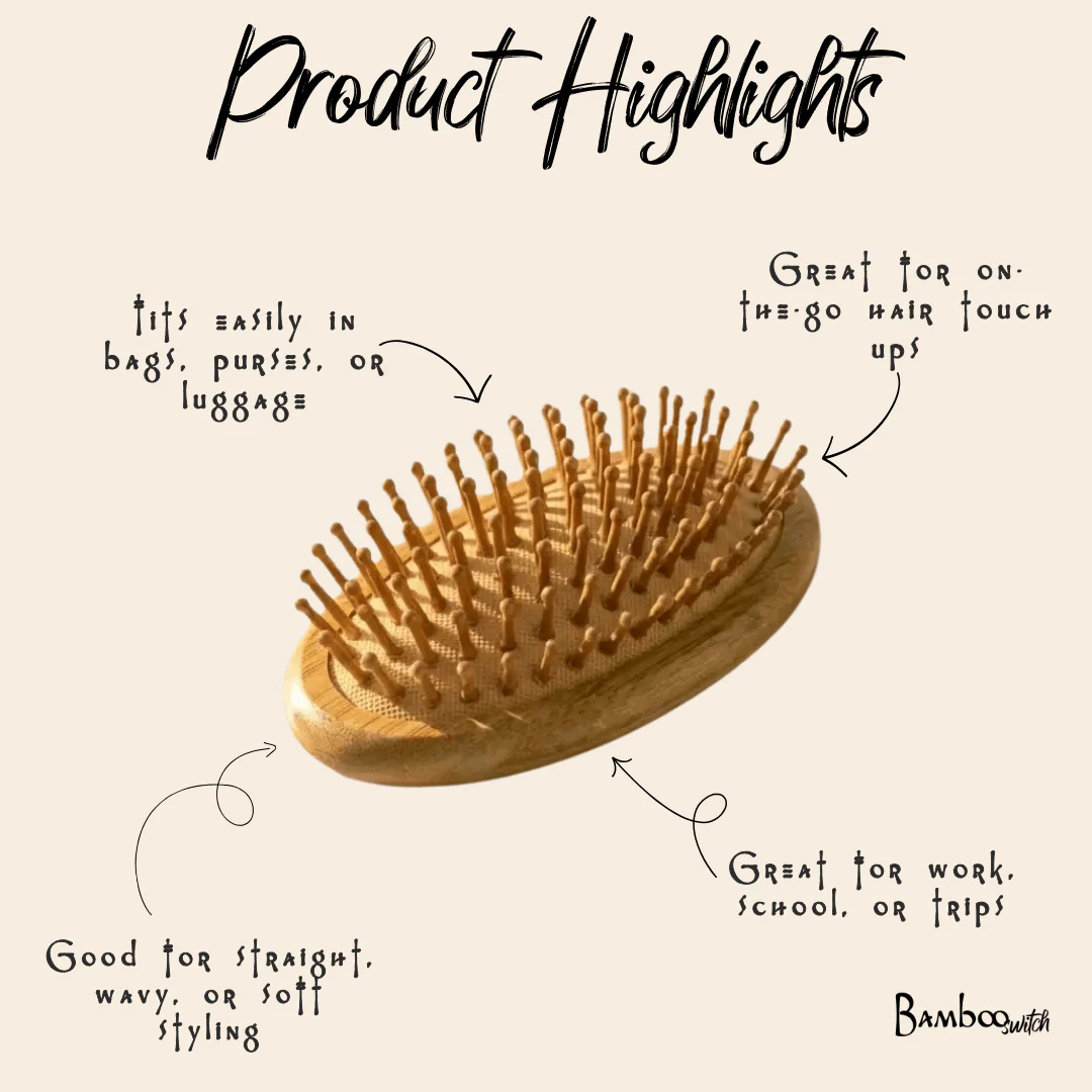 Bamboo Travel Hair Brush - Image 2